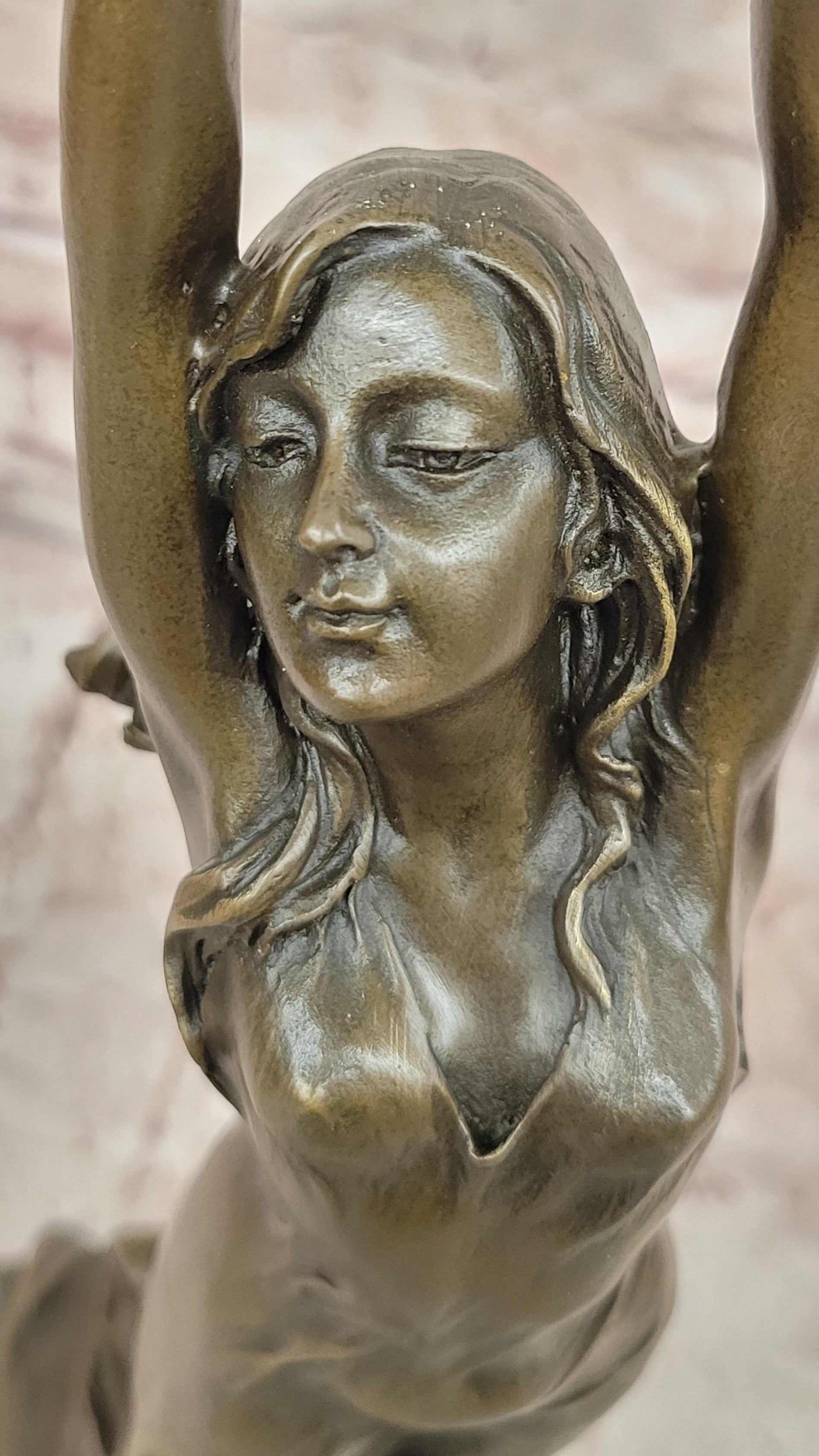 Beautiful Signed 100% BRONZE ART DECO Erotic Spring Awakening Sculpture Figurine