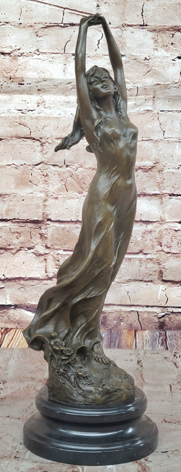Beautiful Signed 100% BRONZE ART DECO Erotic Spring Awakening Sculpture Figurine
