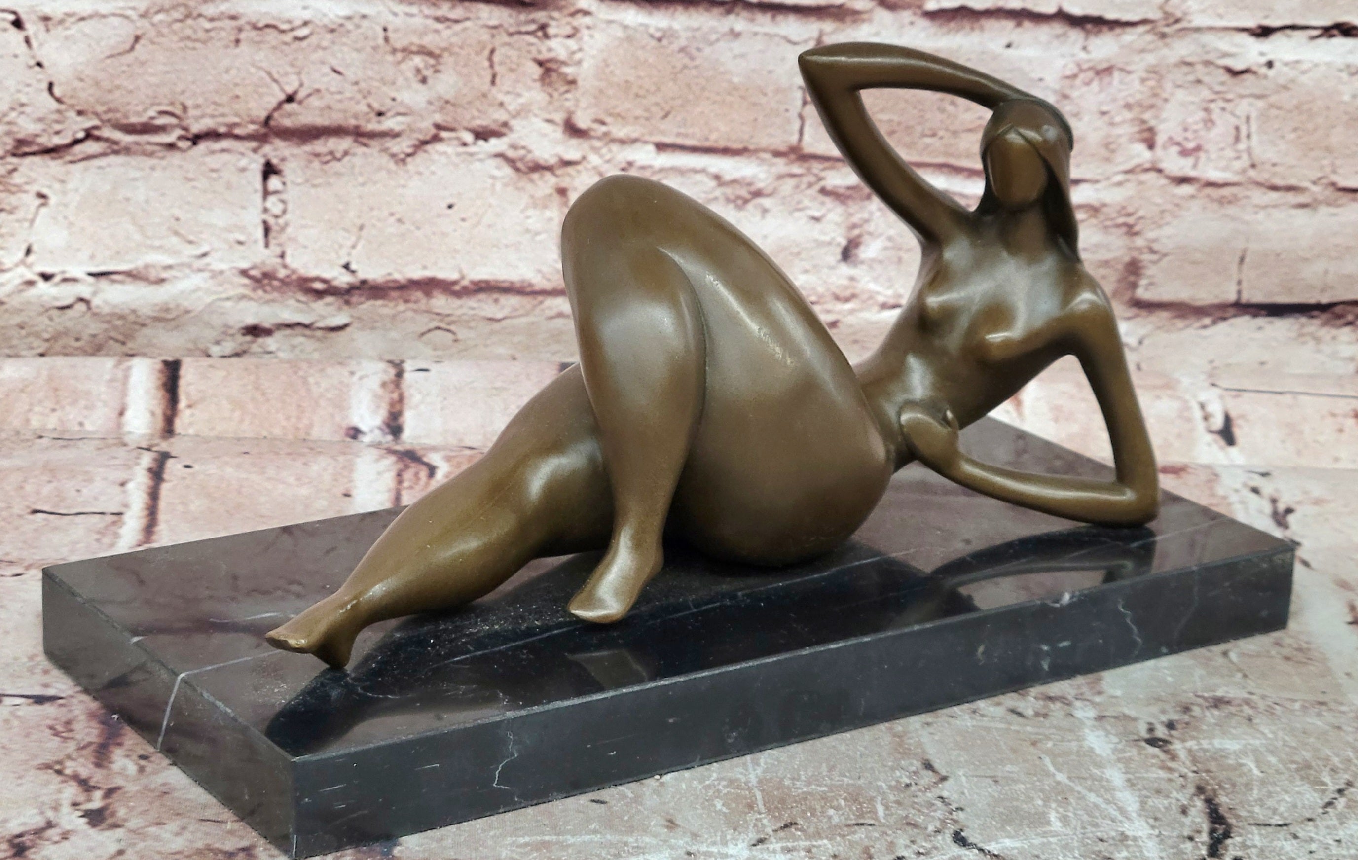 Exquisite Home Office Decor: Handmade Bronze Sculpture by Mario Nick, Classic Nude Woman