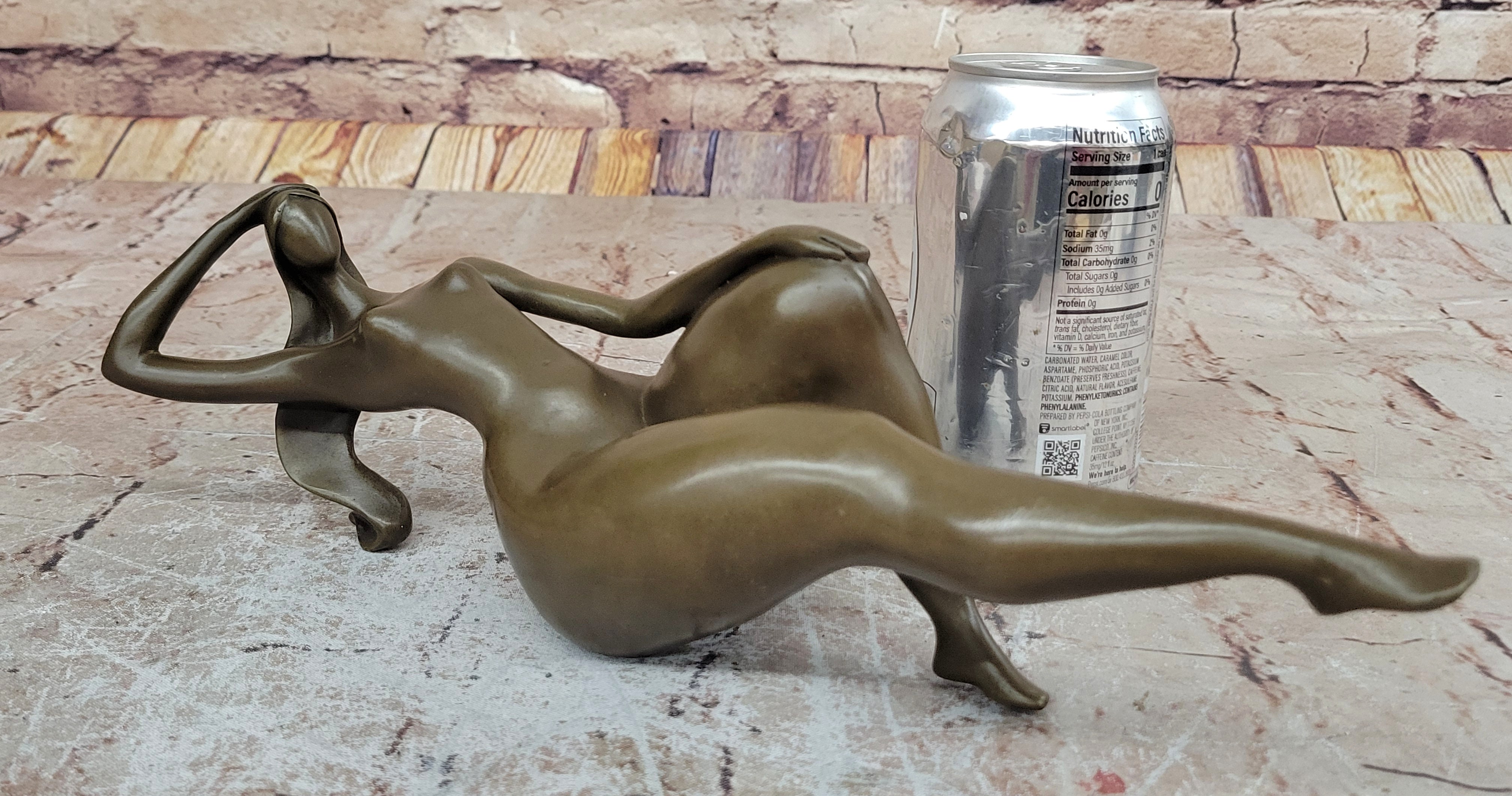 Hot Cast Bronze Figurine: Rare Modern Art Nude Female Sculpture, Handcrafted by Mario Nick