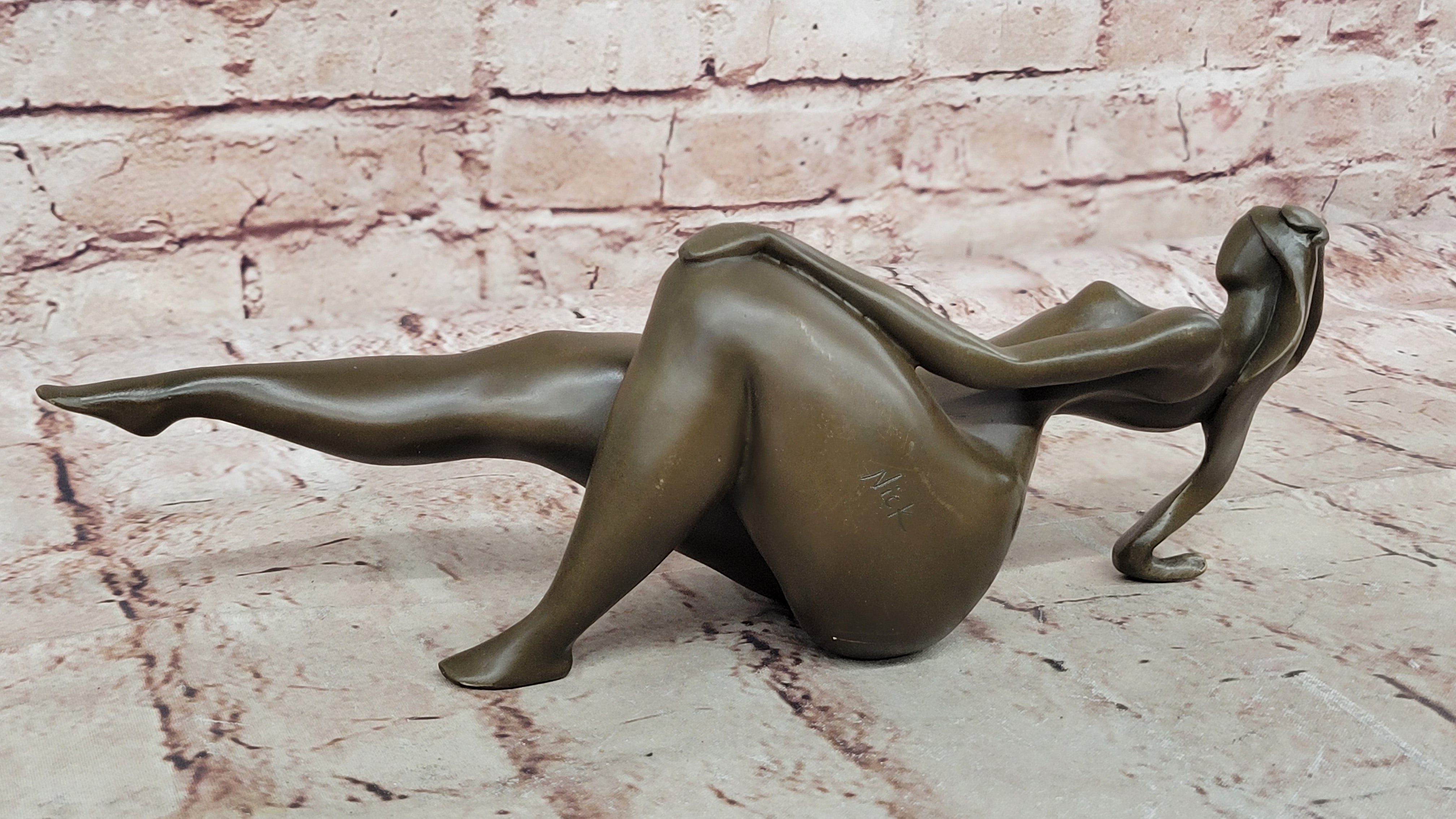 Hot Cast Bronze Figurine: Rare Modern Art Nude Female Sculpture, Handcrafted by Mario Nick