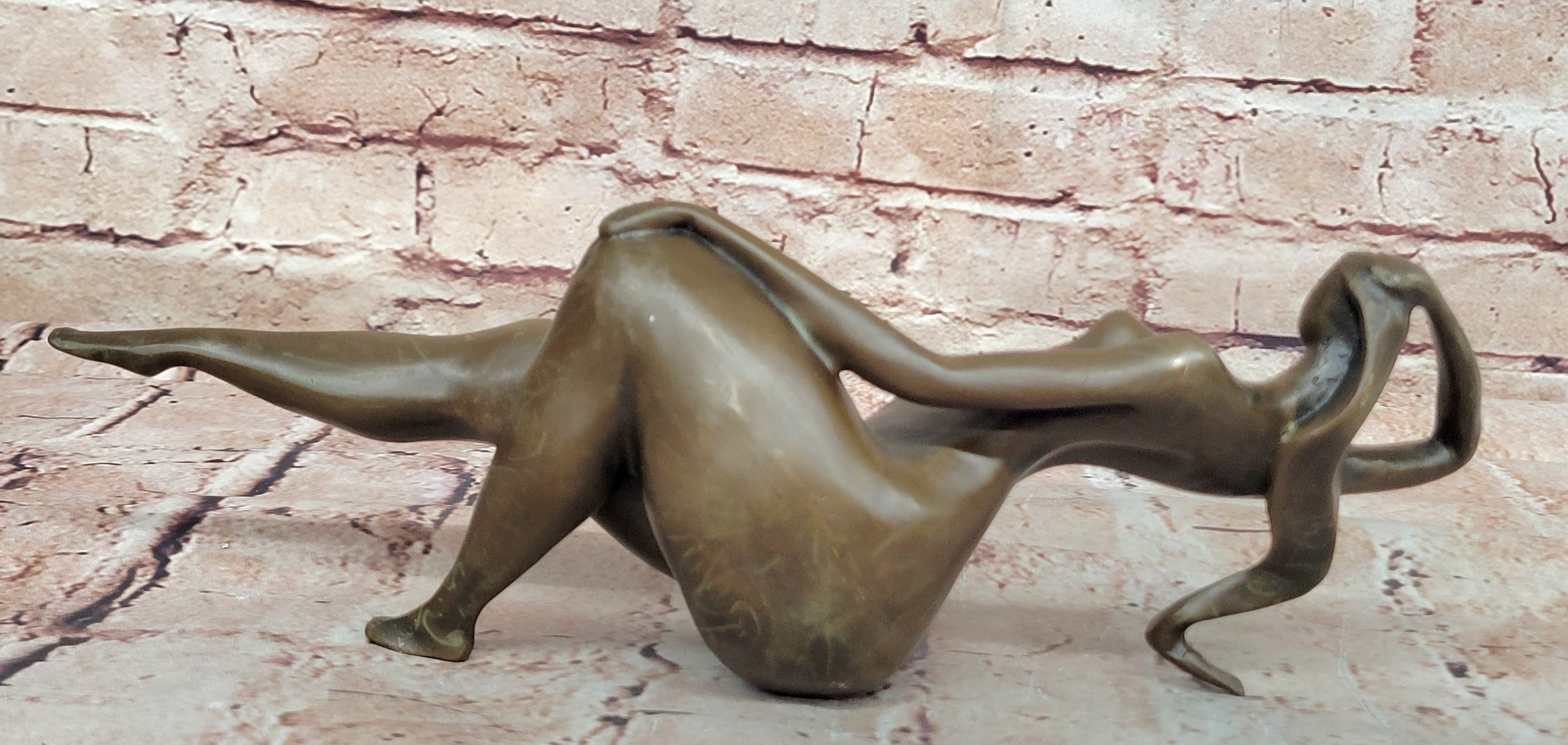 Hot Cast Bronze Figurine: Rare Modern Art Nude Female Sculpture, Handcrafted by Mario Nick
