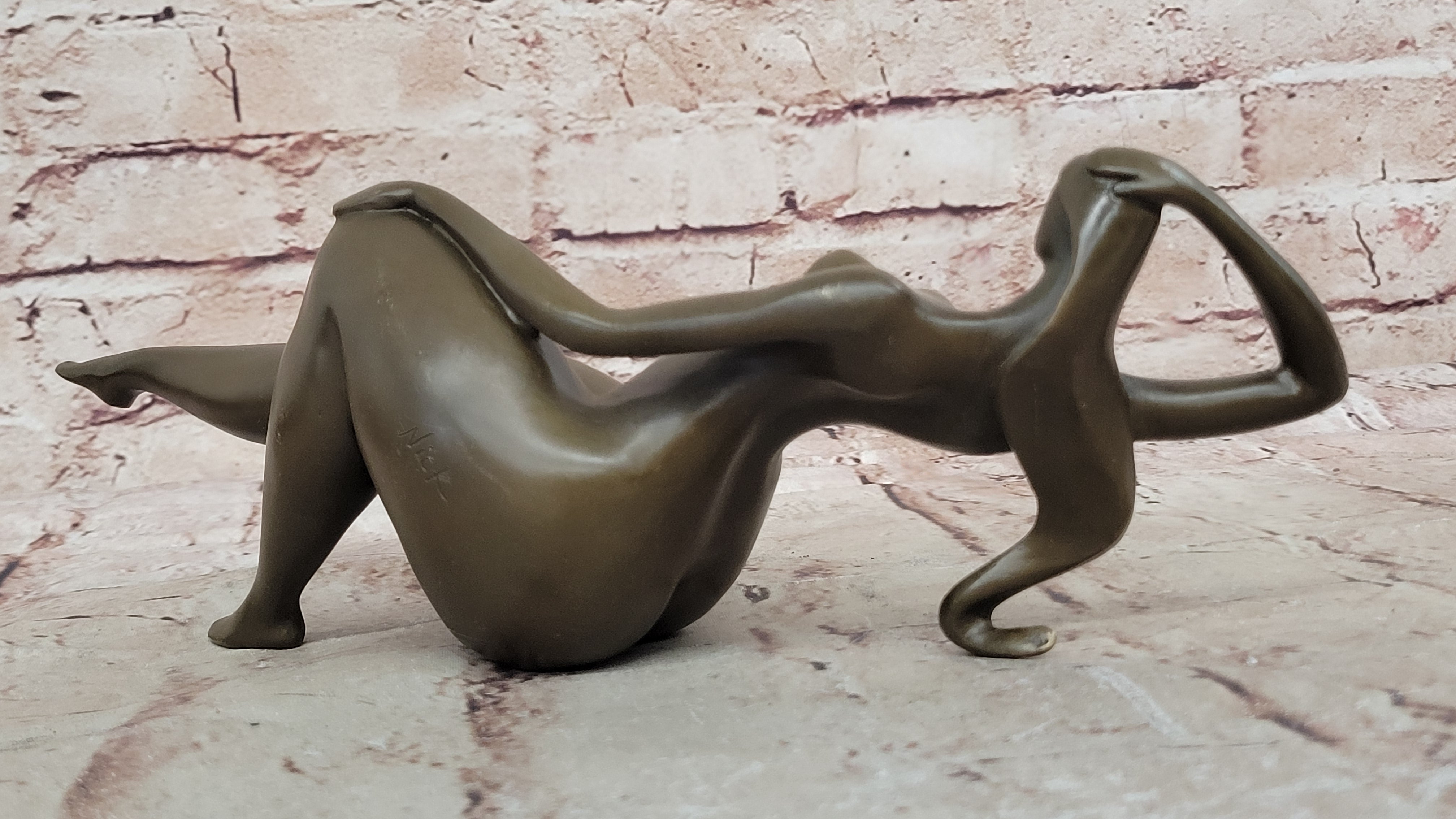 Hot Cast Bronze Figurine: Rare Modern Art Nude Female Sculpture, Handcrafted by Mario Nick