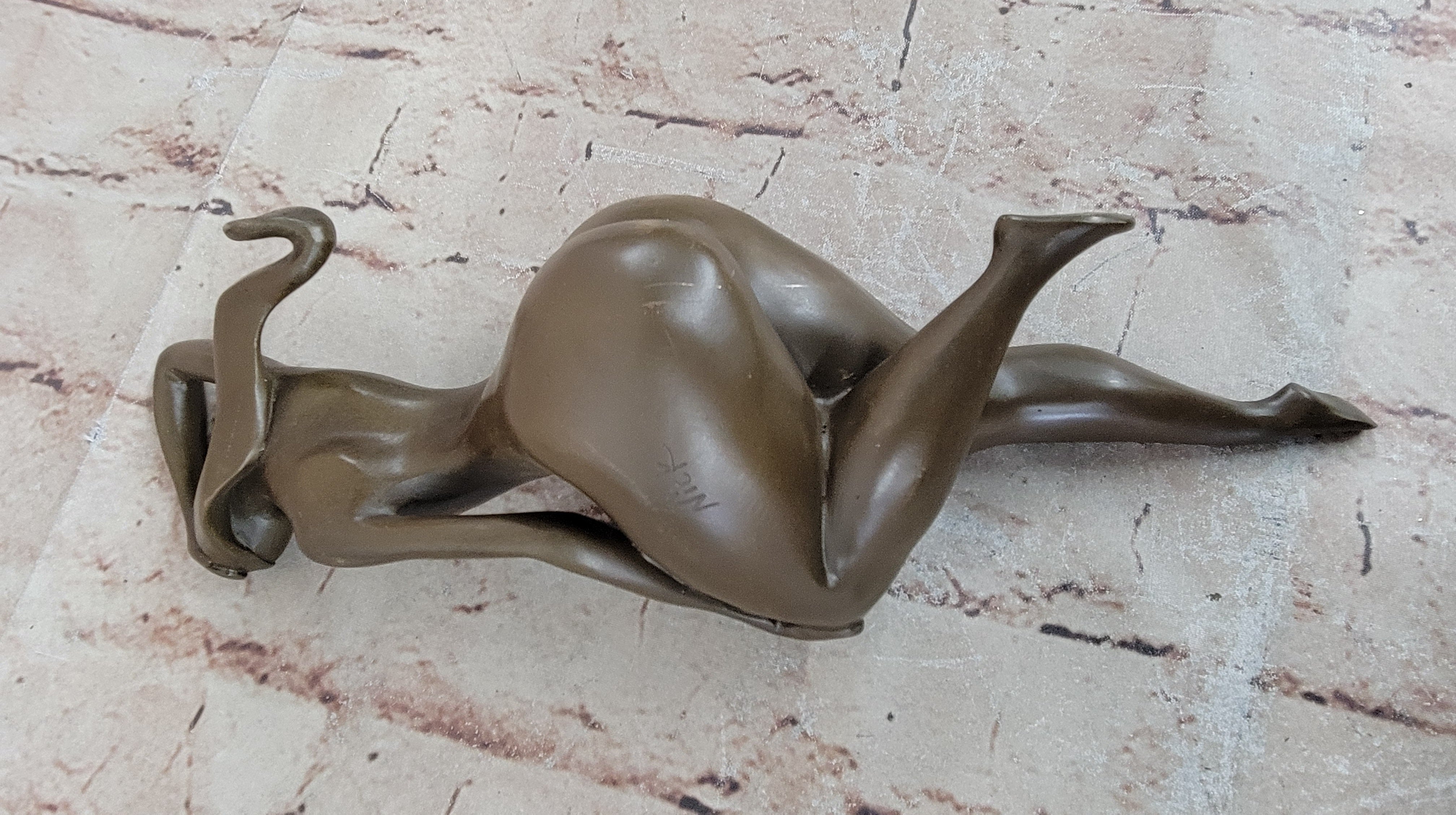 Hot Cast Bronze Figurine: Rare Modern Art Nude Female Sculpture, Handcrafted by Mario Nick