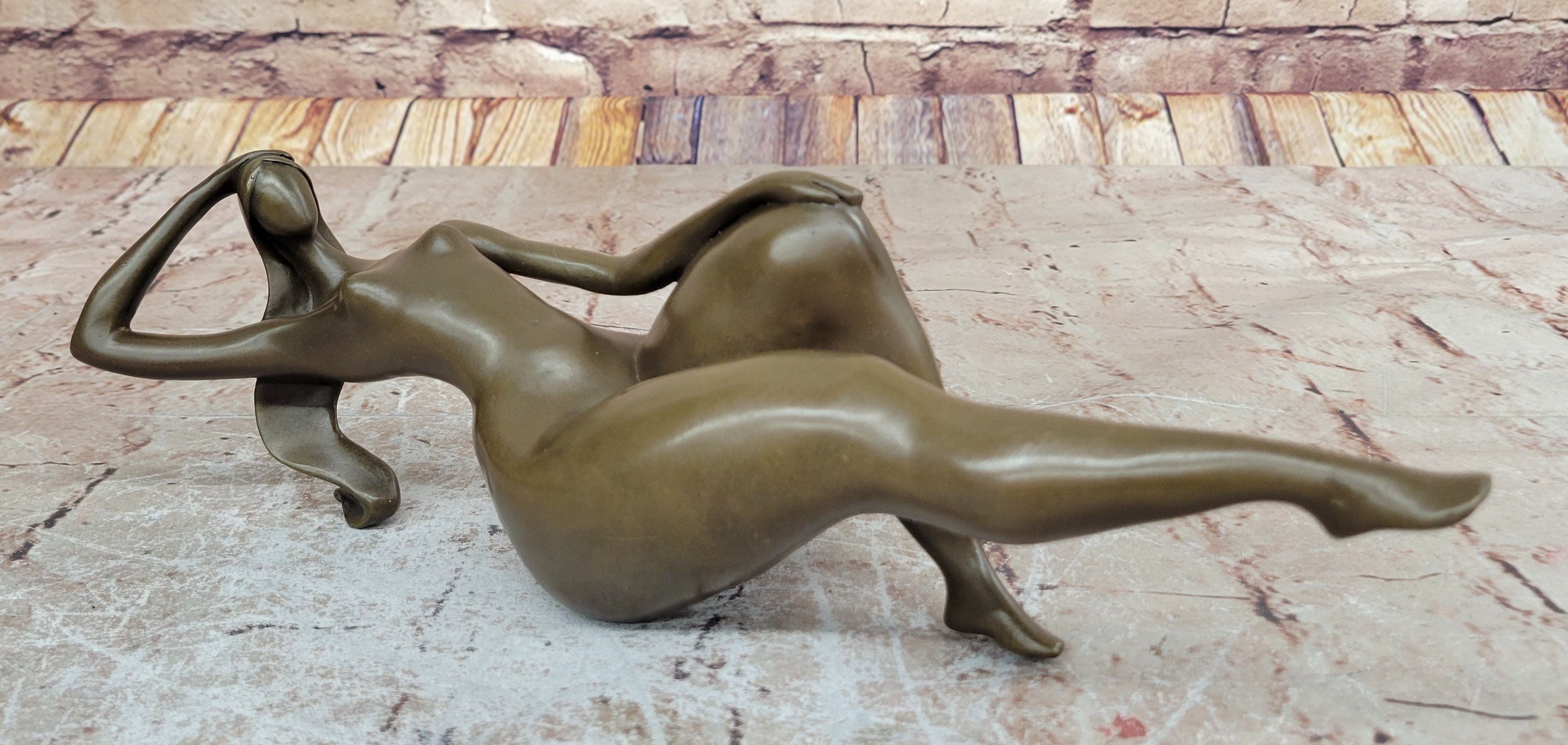 Hot Cast Bronze Figurine: Rare Modern Art Nude Female Sculpture, Handcrafted by Mario Nick