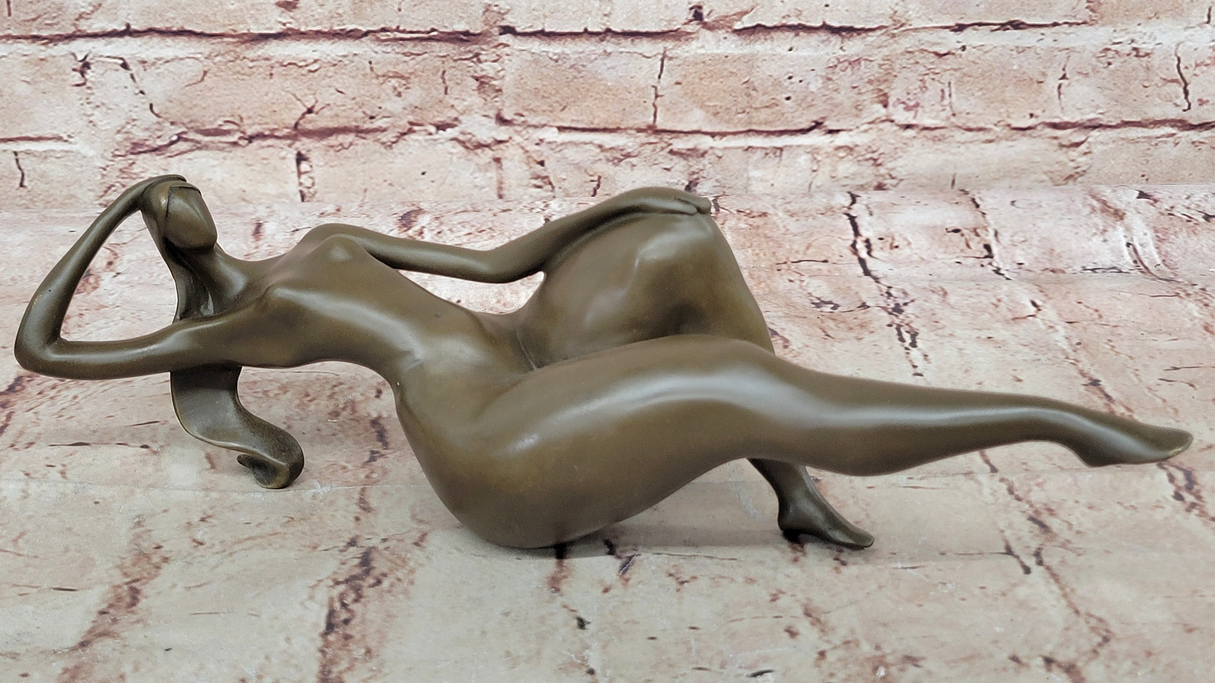 Hot Cast Bronze Figurine: Rare Modern Art Nude Female Sculpture, Handcrafted by Mario Nick
