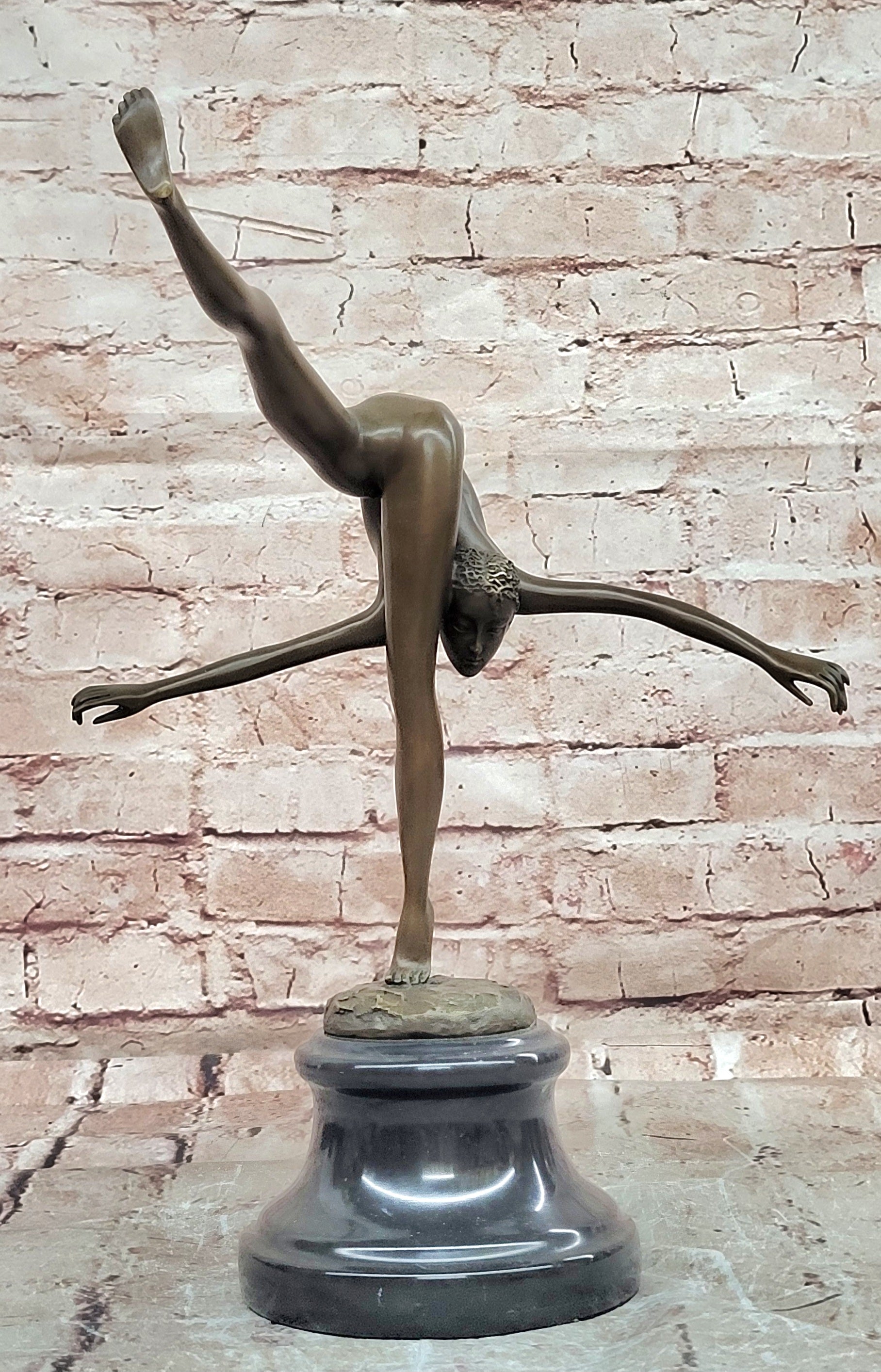 Handcrafted bronze sculpture SALE Troph Gymnast Talented Nude Deco Art Original
