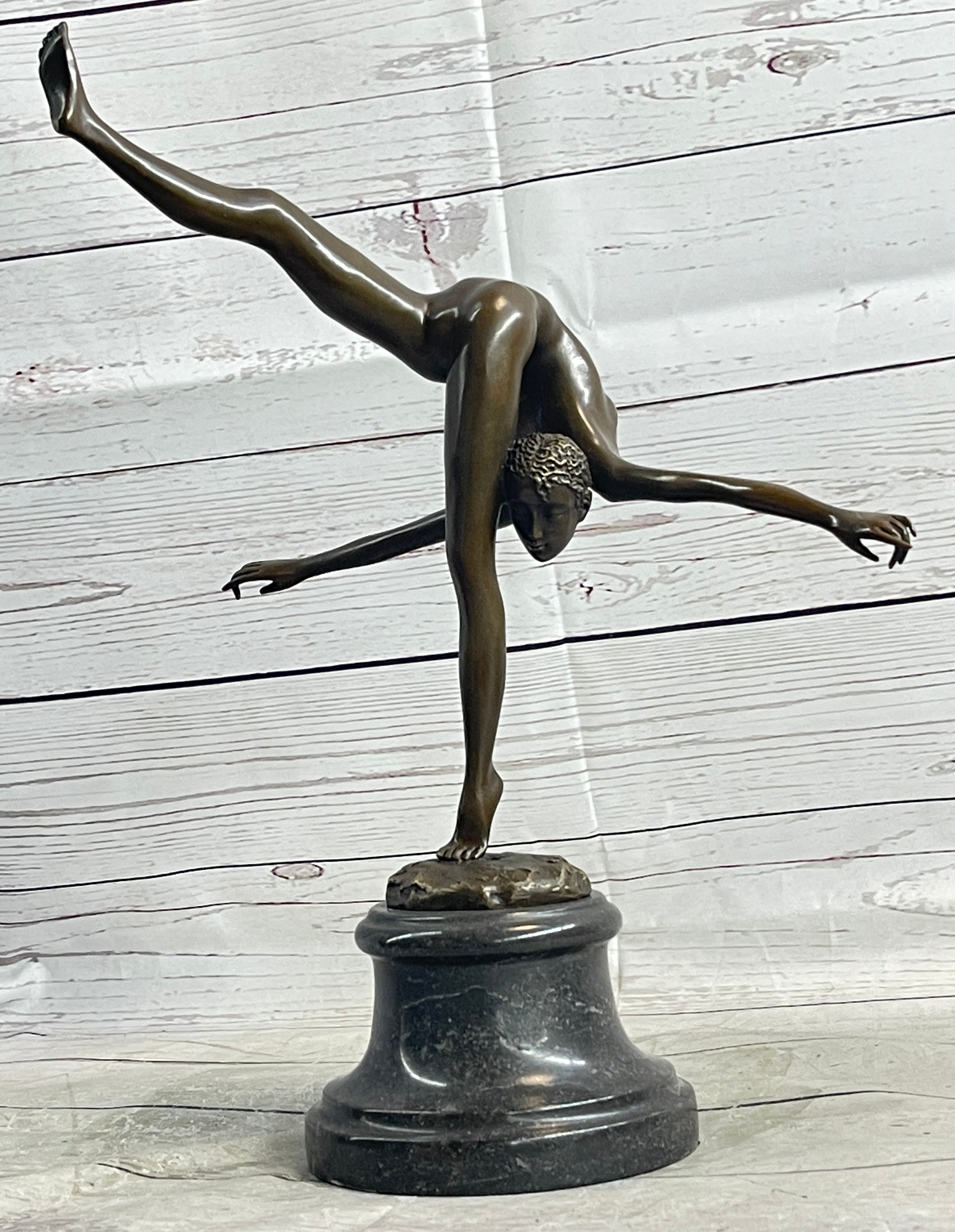 Handcrafted bronze sculpture SALE Troph Gymnast Talented Nude Deco Art Original