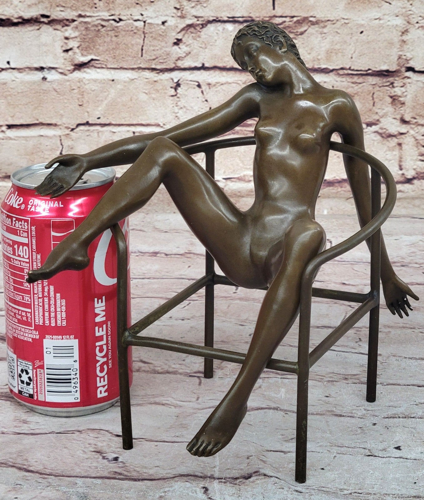 Modern Art Nouveau Abstract Nude Woman Girl 100% Bronze Sculpture by Mario Nick