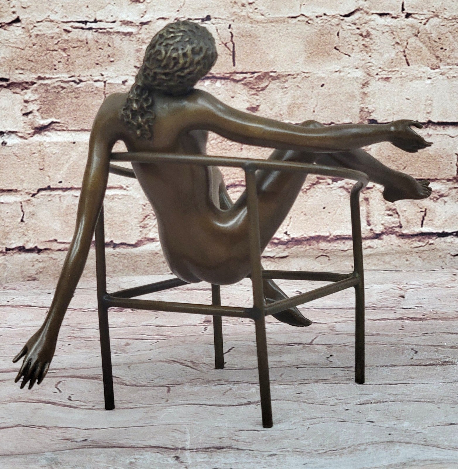 Modern Art Nouveau Abstract Nude Woman Girl 100% Bronze Sculpture by Mario Nick