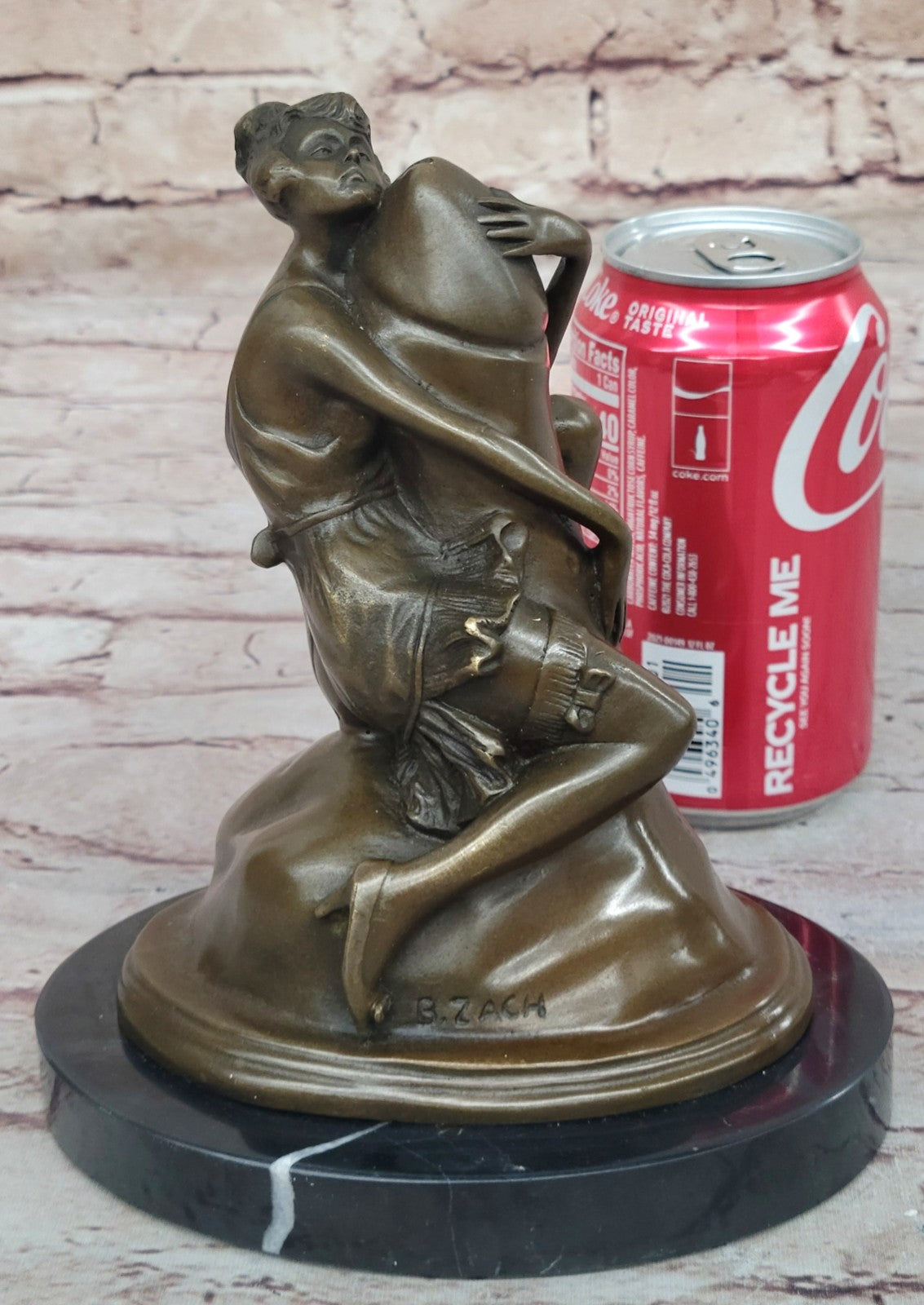 Art Deco Erotic Bronze Woman Sculpture by Bruno Zach – Signed Collectible Statue