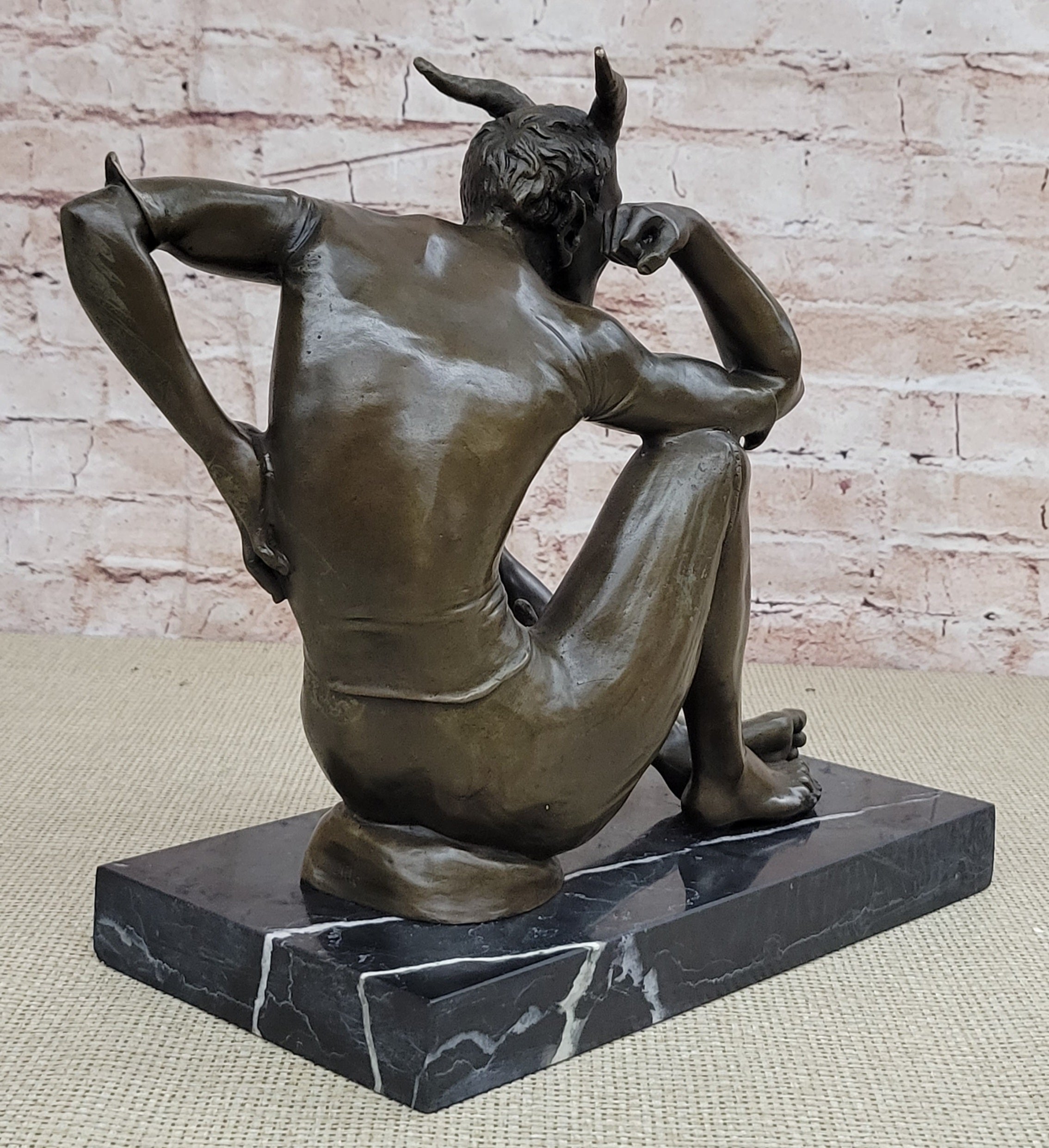 Milo`s Erotic Art Deco Bronze: Lustful Devil Satyr Faun Sculpture - Unique Decor