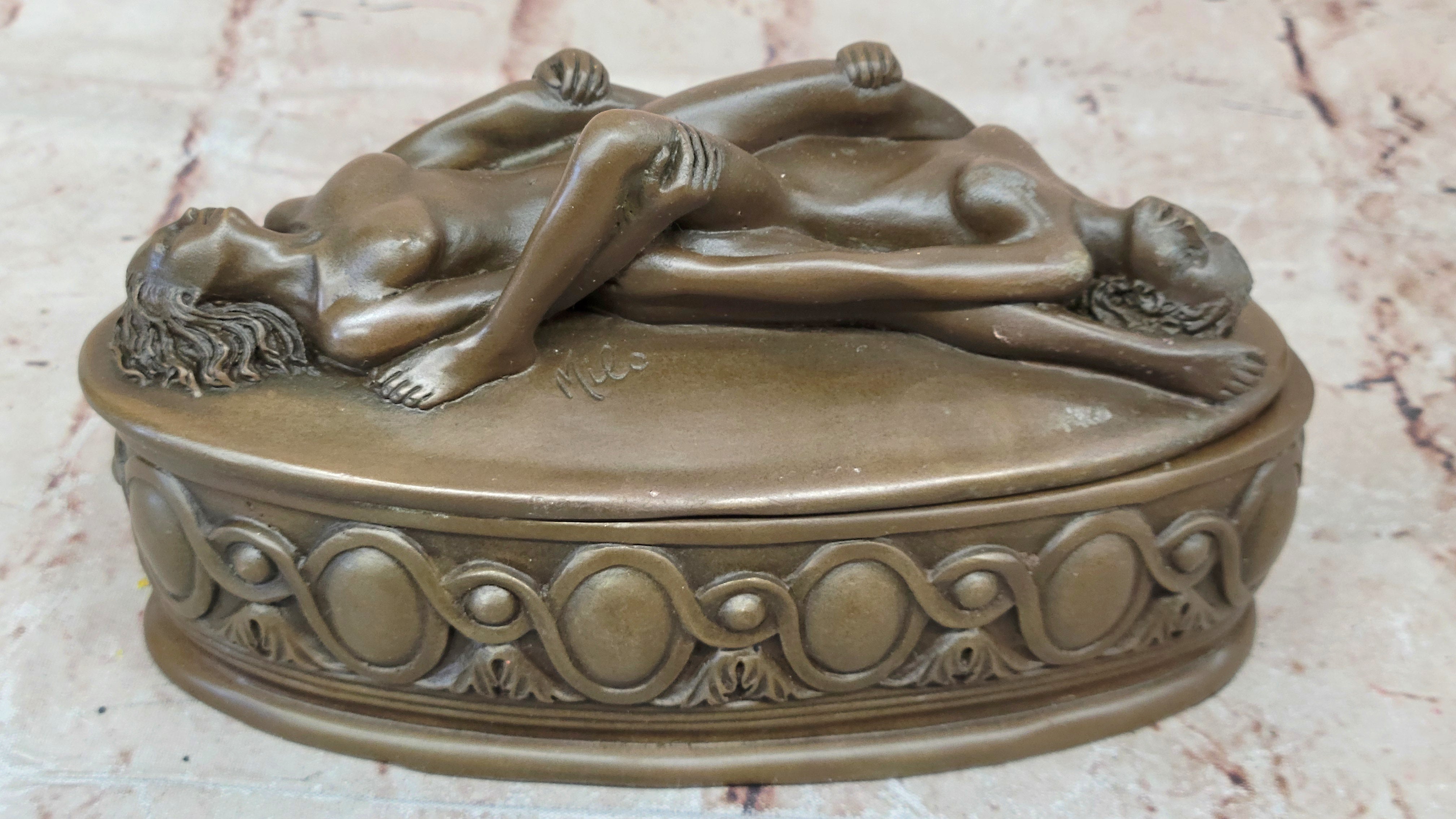 Signed Original Milo two Woman Having Sex Jewelry Box Trinket Sculpture