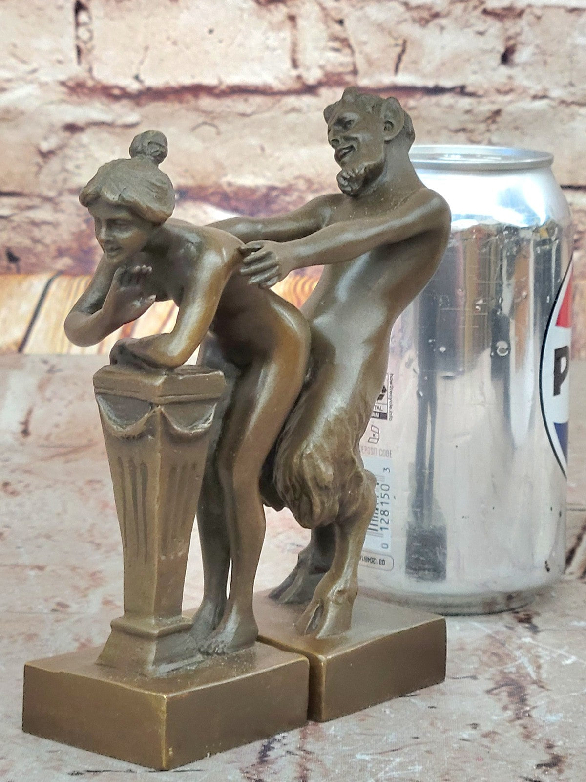 Bergman Vintage Bronze Sculpture Decor Faun Satyr And Bookends Hot Cast Art Sale