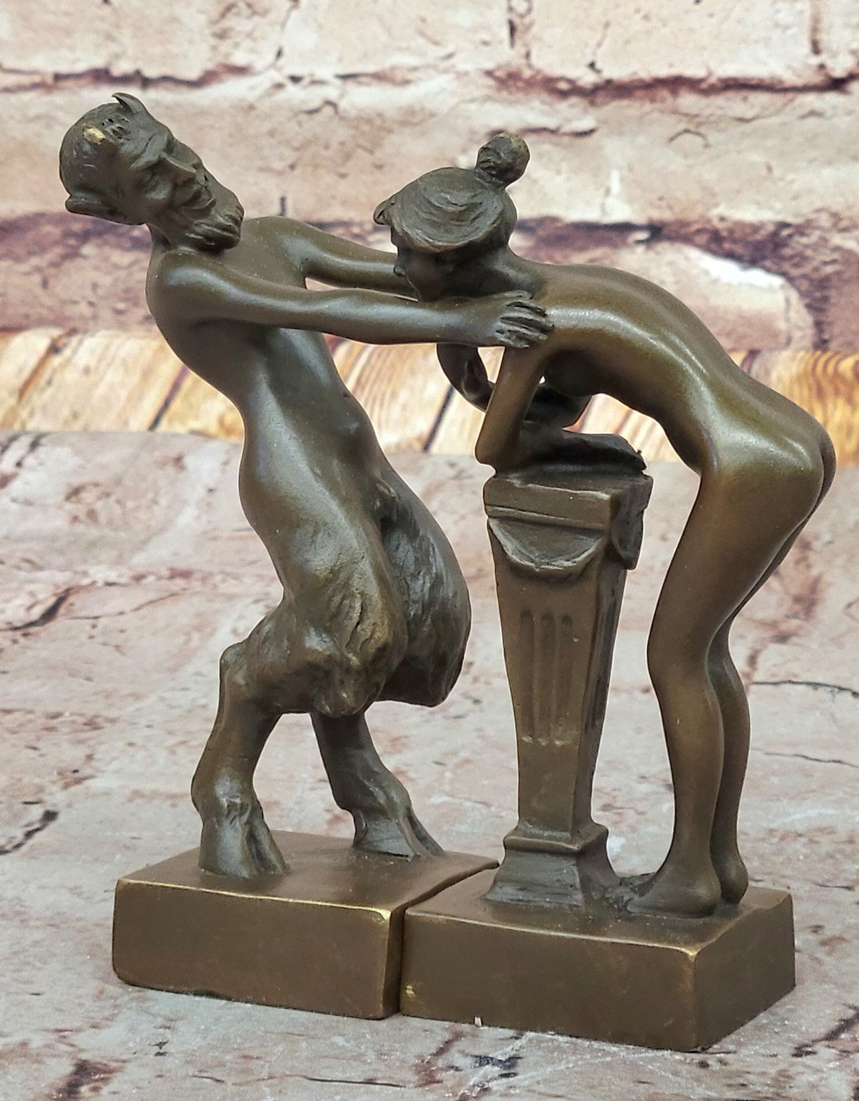 Bergman Vintage Bronze Sculpture Decor Faun Satyr And Bookends Hot Cast Art Sale