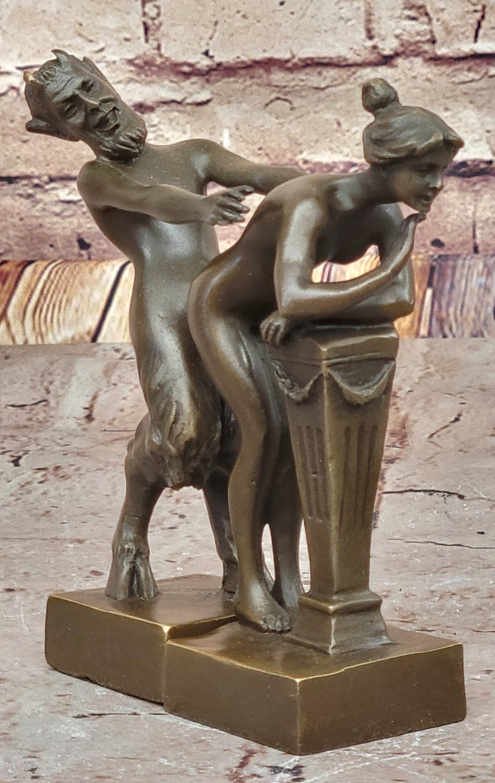 Bergman Vintage Bronze Sculpture Decor Faun Satyr And Bookends Hot Cast Art Sale