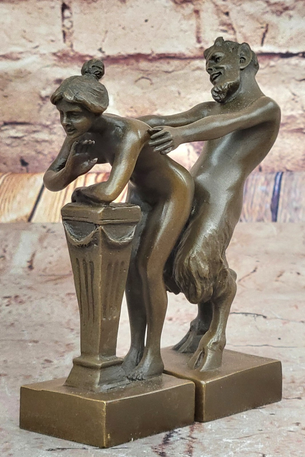 Bergman Vintage Bronze Sculpture Decor Faun Satyr And Bookends Hot Cast Art Sale