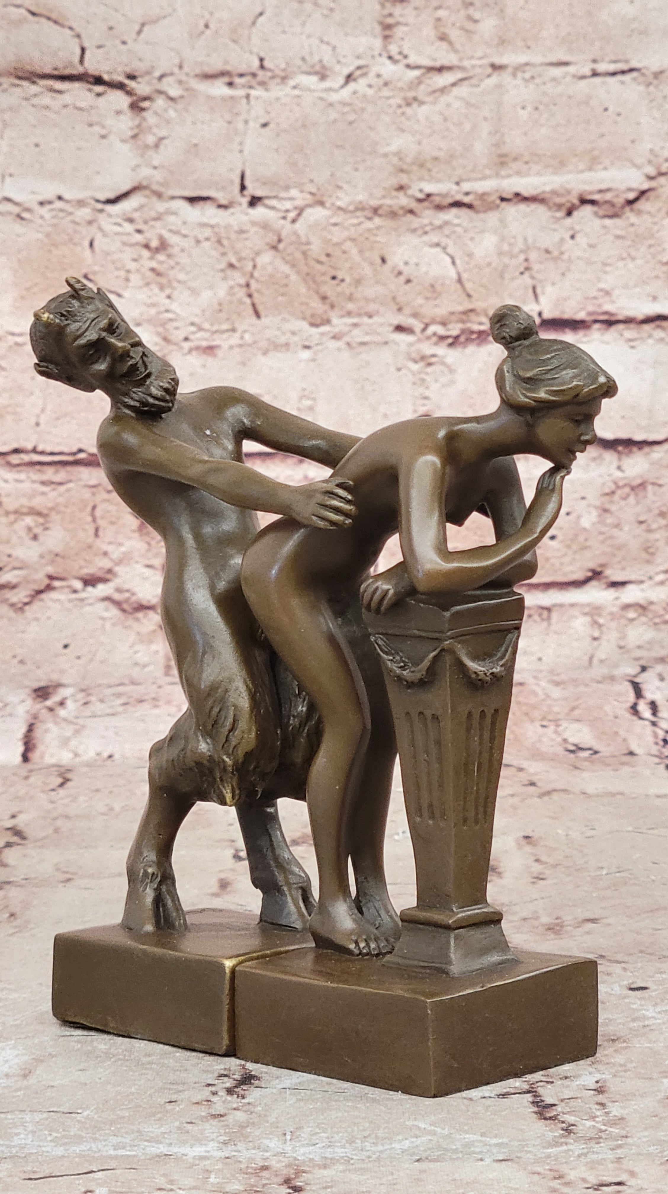 Bergman Vintage Bronze Sculpture Decor Faun Satyr And Bookends Hot Cast Art Sale