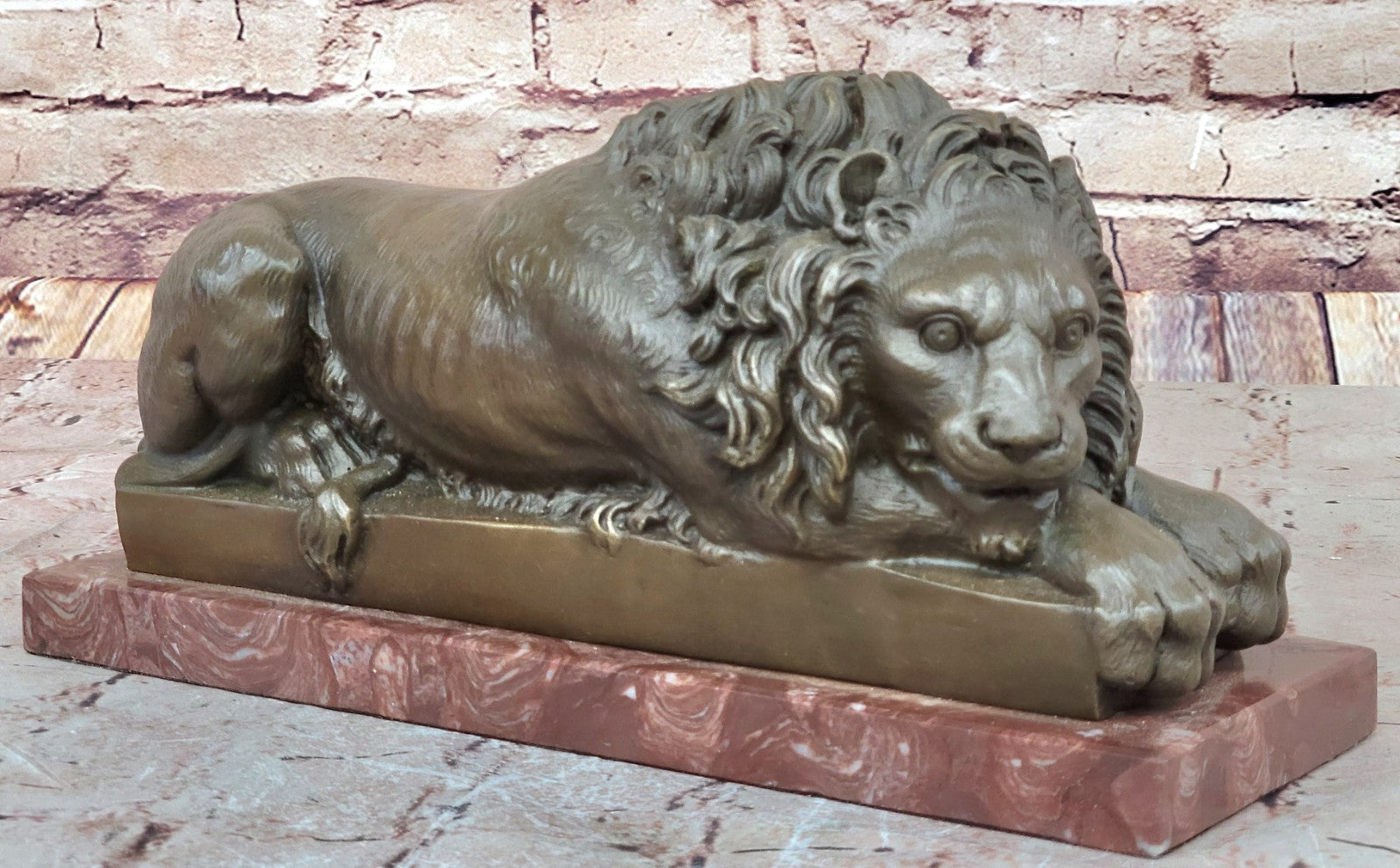 Vintage Bronze Lion  Decor Handcrafted Masterpiece Figure Fine Art Artwork Sale