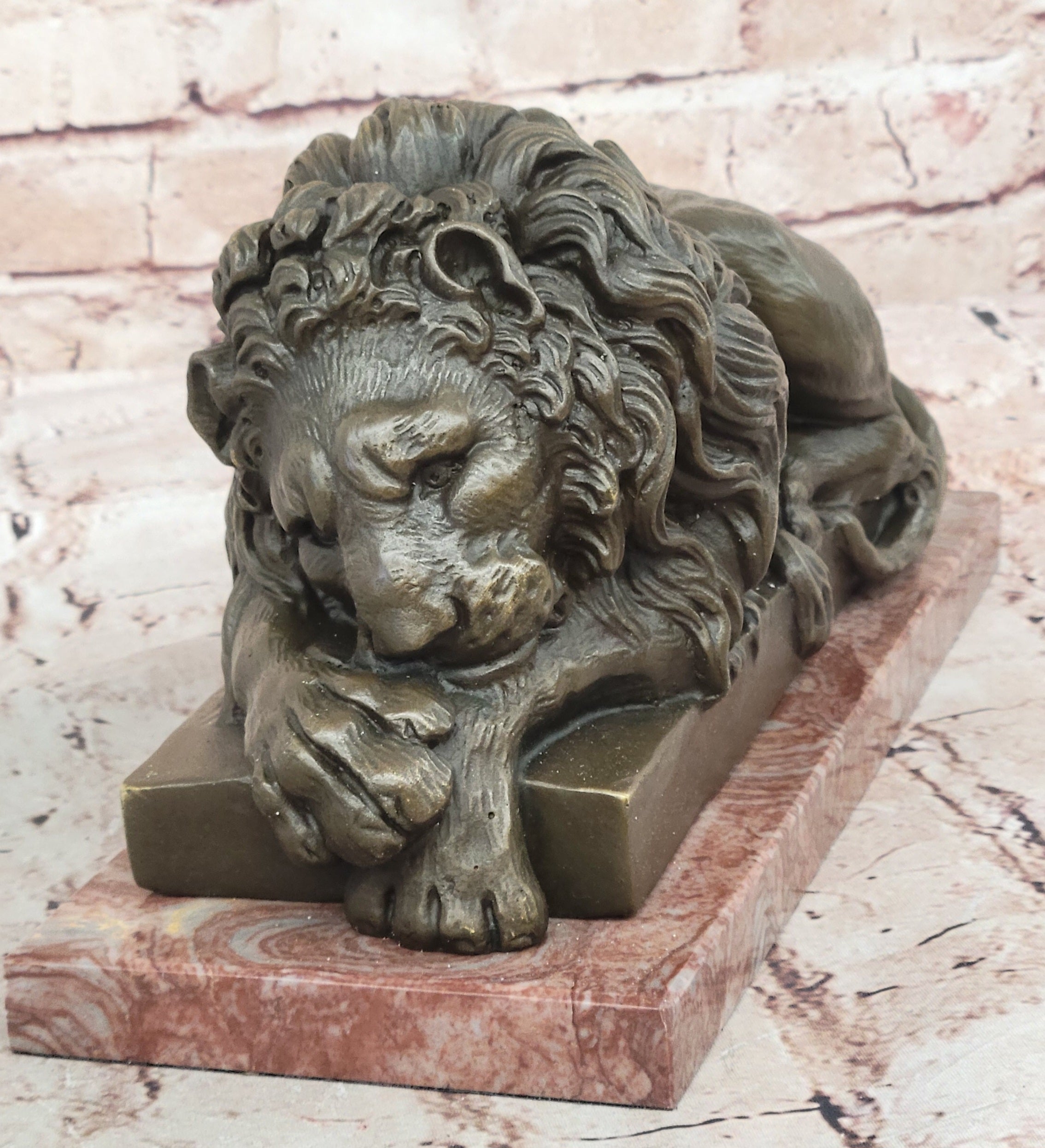 HEAVY LARGE FAMOUS CLASSICAL ART LION 100% SOLIDREAL  BRONZE STATUE DECO