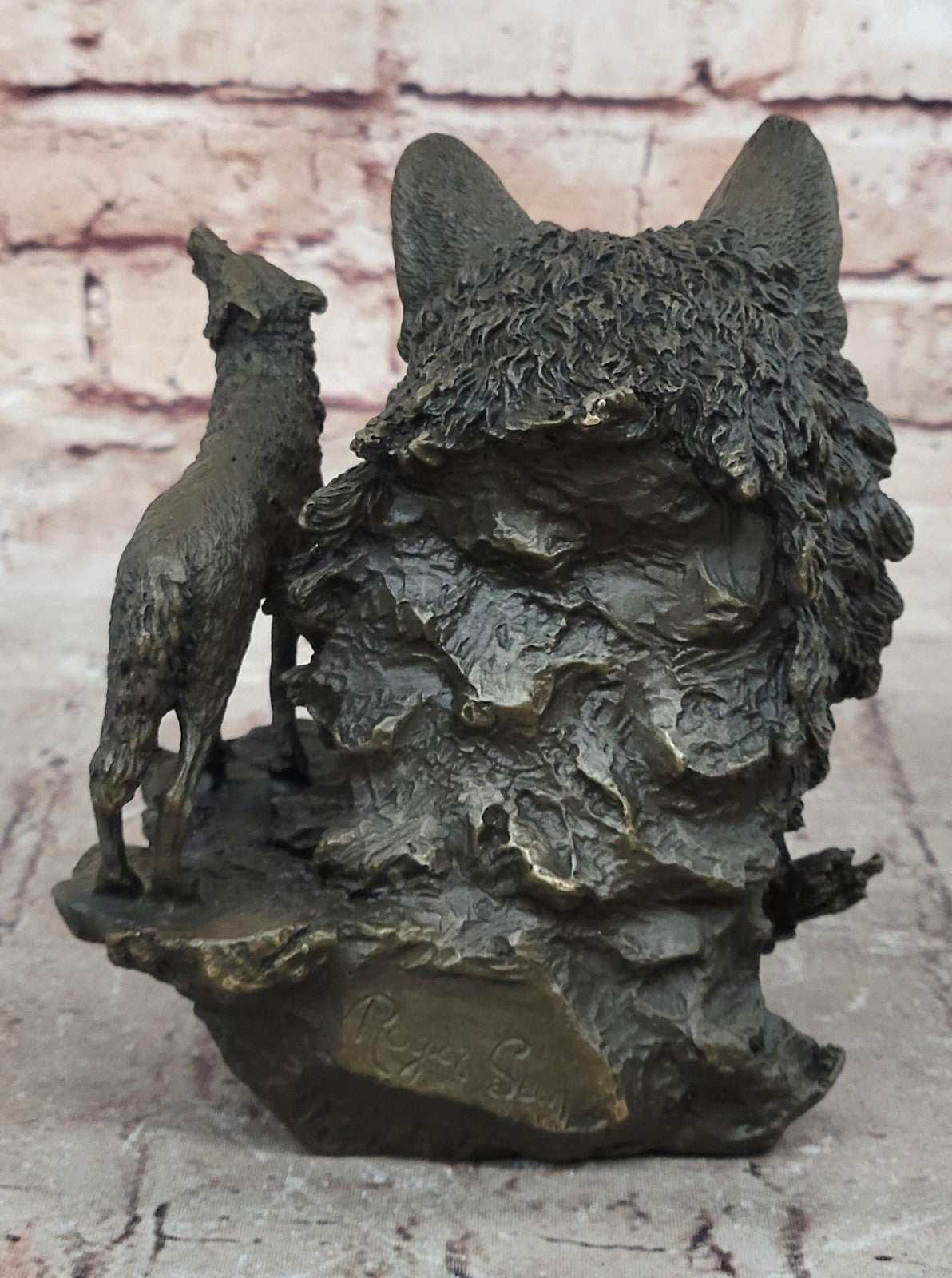 Art Decor Collectible Original Milo Wolf Wolves Bust Bronze Sculpture Statue