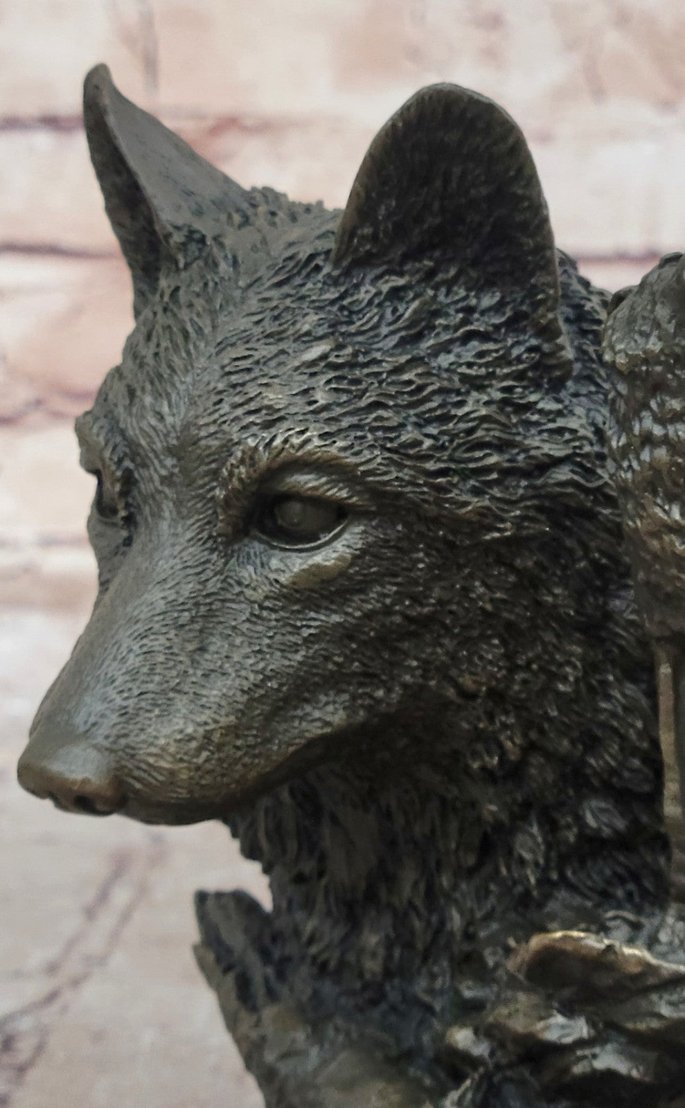 Art Decor Collectible Original Milo Wolf Wolves Bust Bronze Sculpture Statue