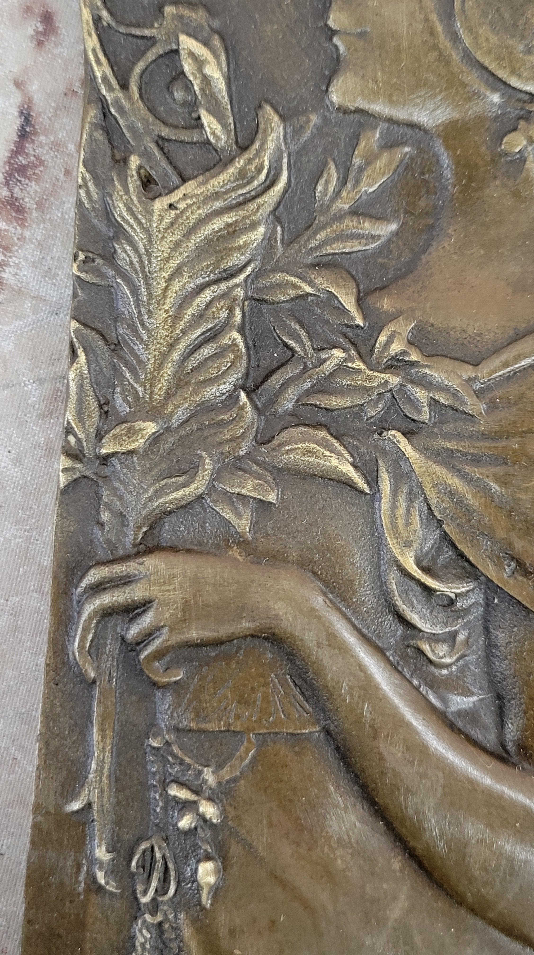 Vintage Signed Bronze Art Deco Bas Relief Made in Spain Award Trophy Collector