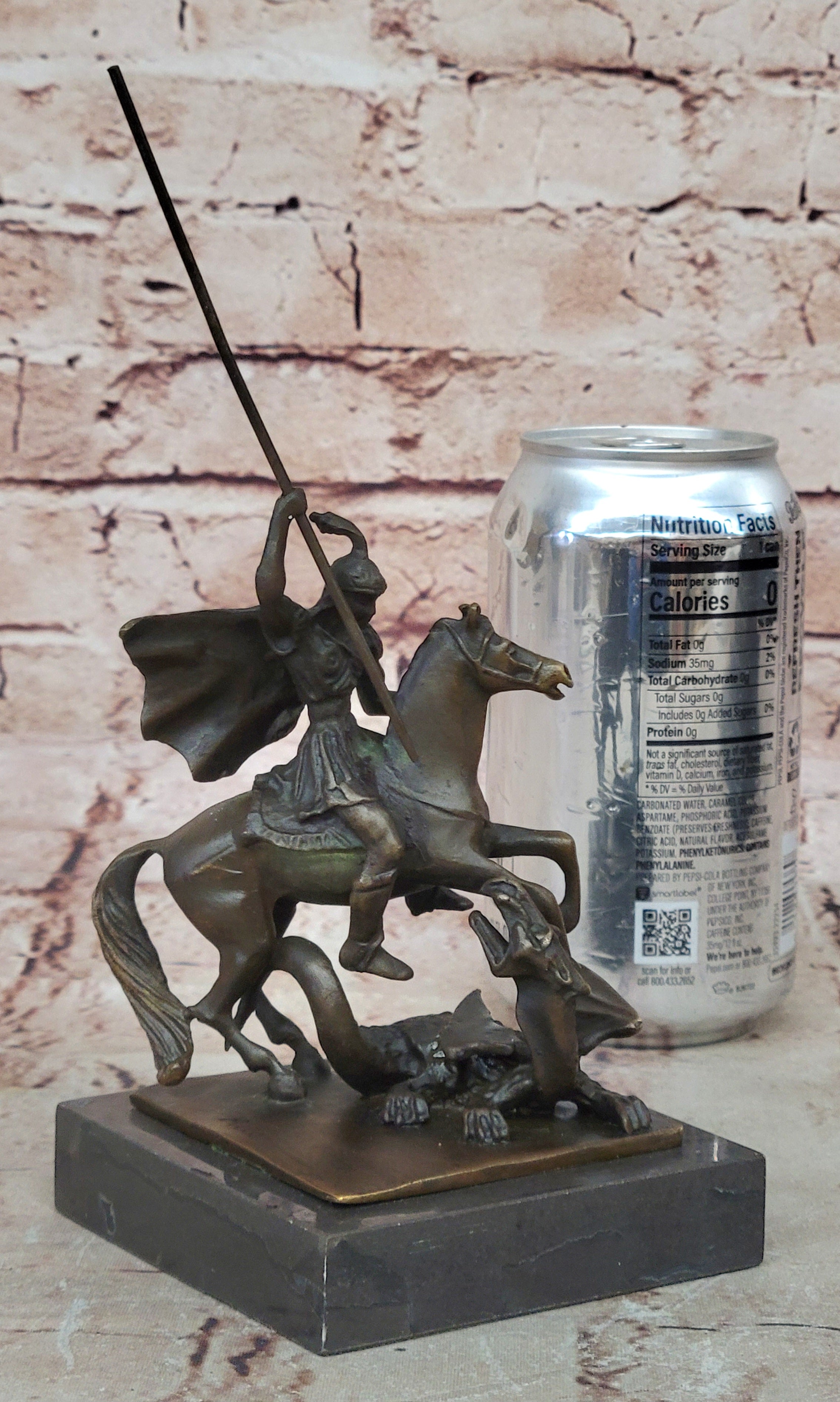 Saint Michael Police Officer Law Enforcement Dragon Slayer Bronze Marble Statue