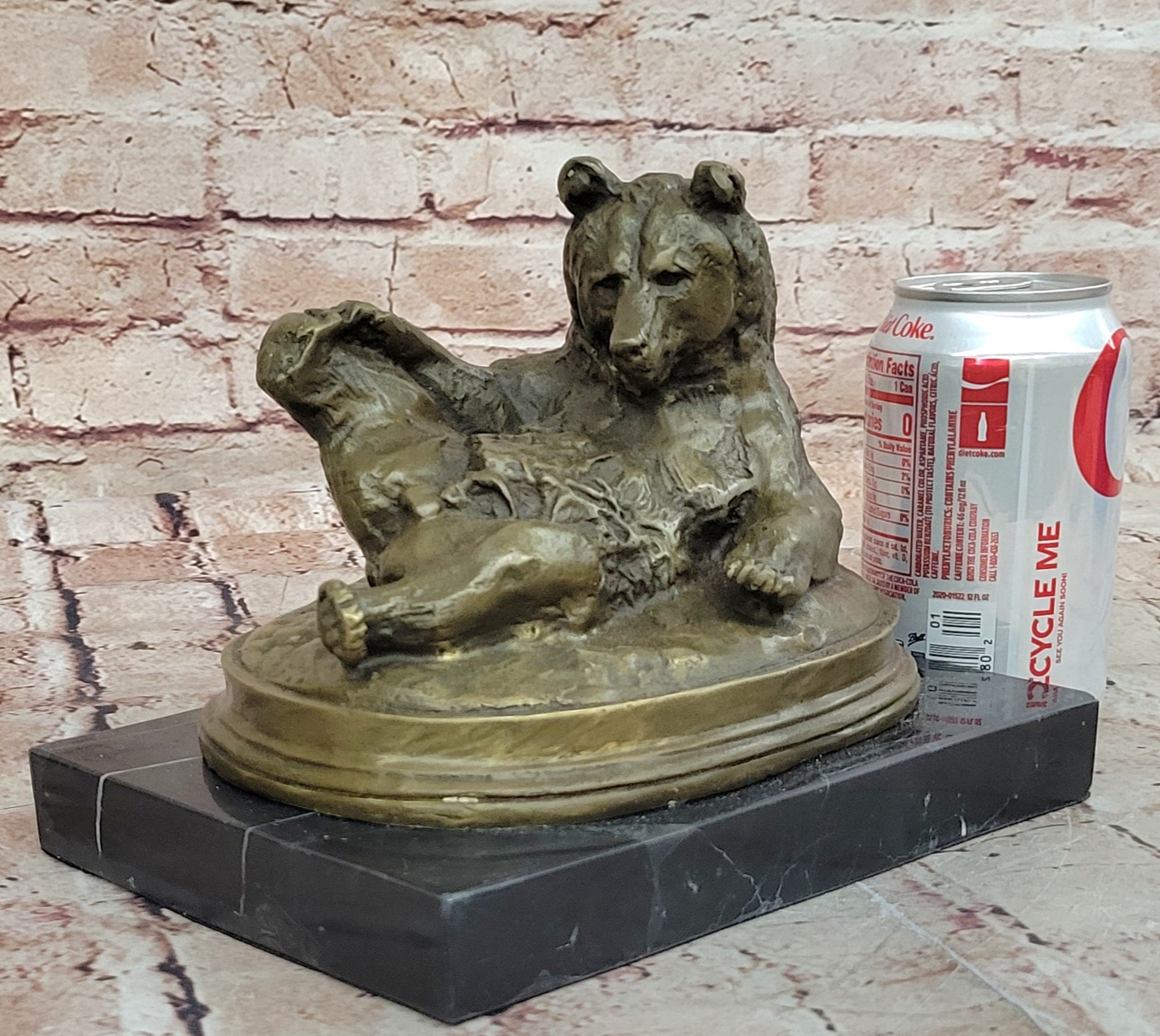 Grizzly Kodiak Black Bear Wildlife Art Cabin Lodge Bronze Marble Figure Decor
