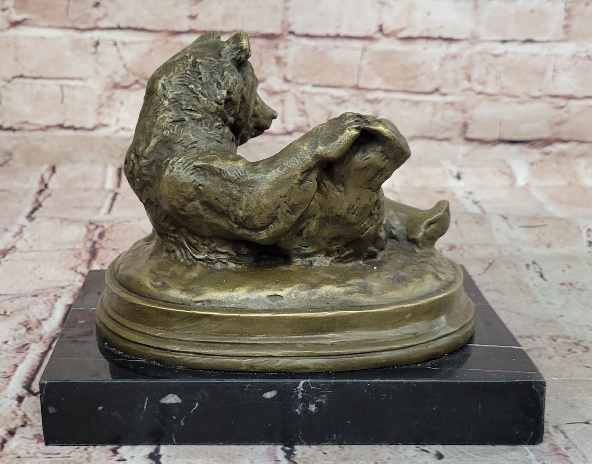 Grizzly Kodiak Black Bear Wildlife Art Cabin Lodge Bronze Marble Figure Decor