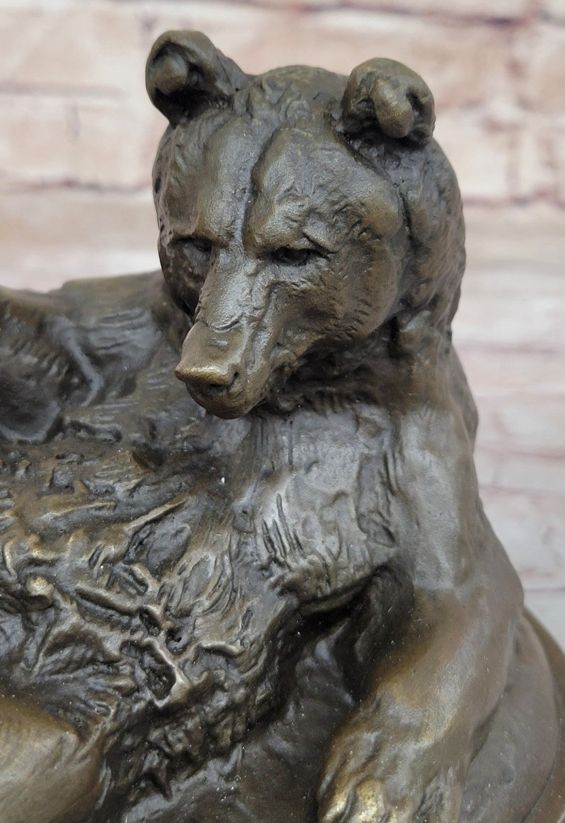 Grizzly Kodiak Black Bear Wildlife Art Cabin Lodge Bronze Marble Figure Decor