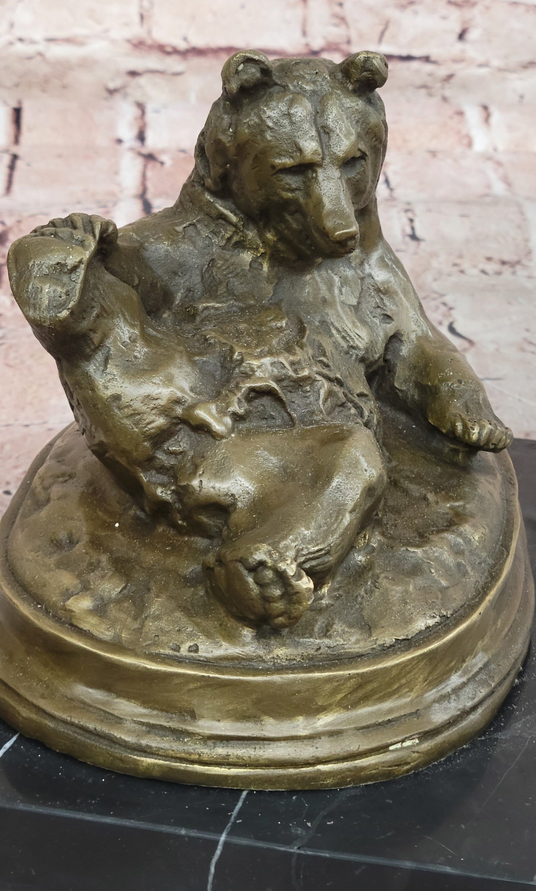 Grizzly Kodiak Black Bear Wildlife Art Cabin Lodge Bronze Marble Figure Decor