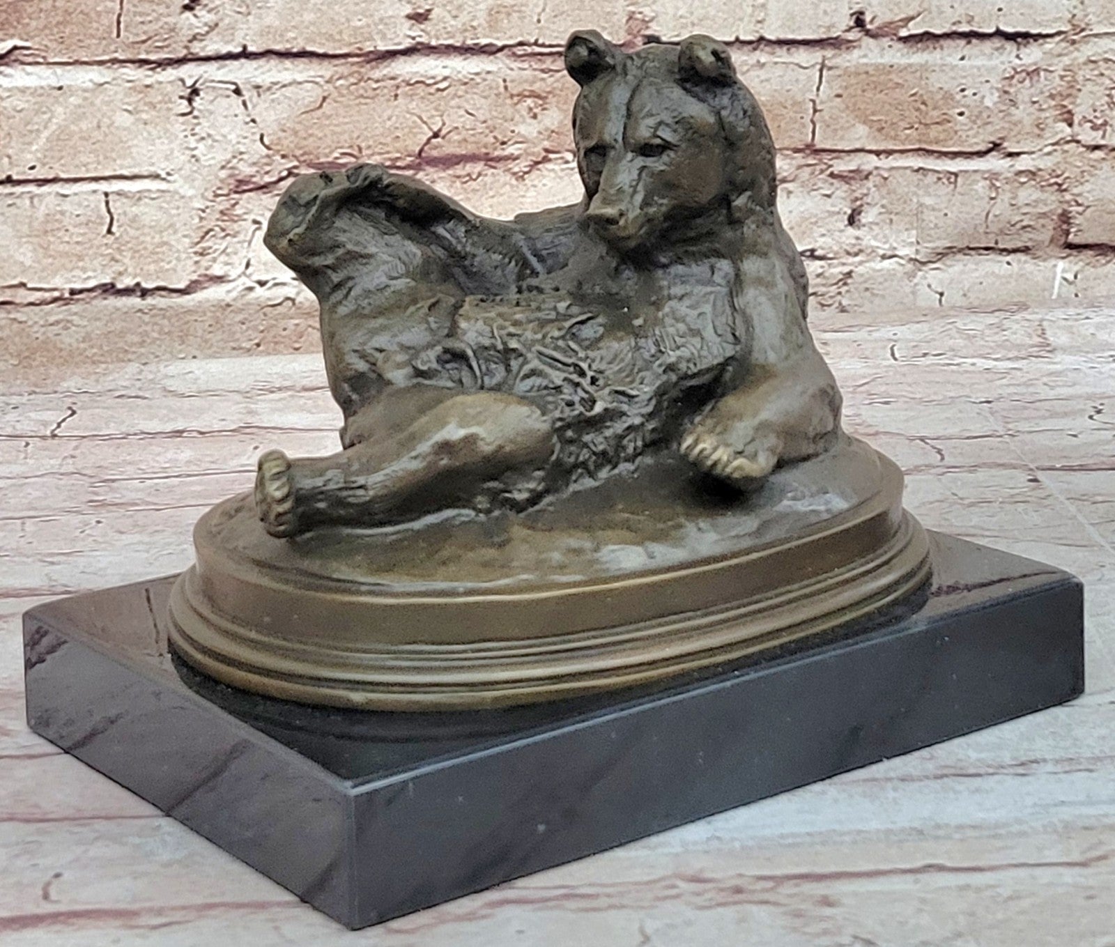 Grizzly Kodiak Black Bear Wildlife Art Cabin Lodge Bronze Marble Figure Decor
