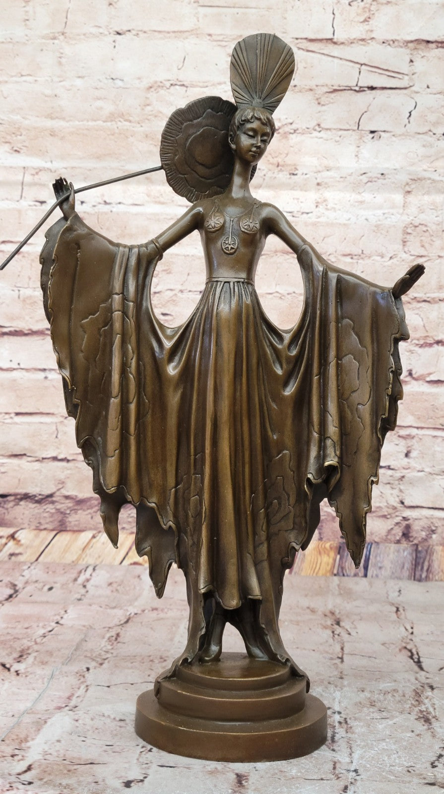 Handmade Julius Erte Bronze Lady - Art Deco Sculpture Hot Cast Lost Wax Method