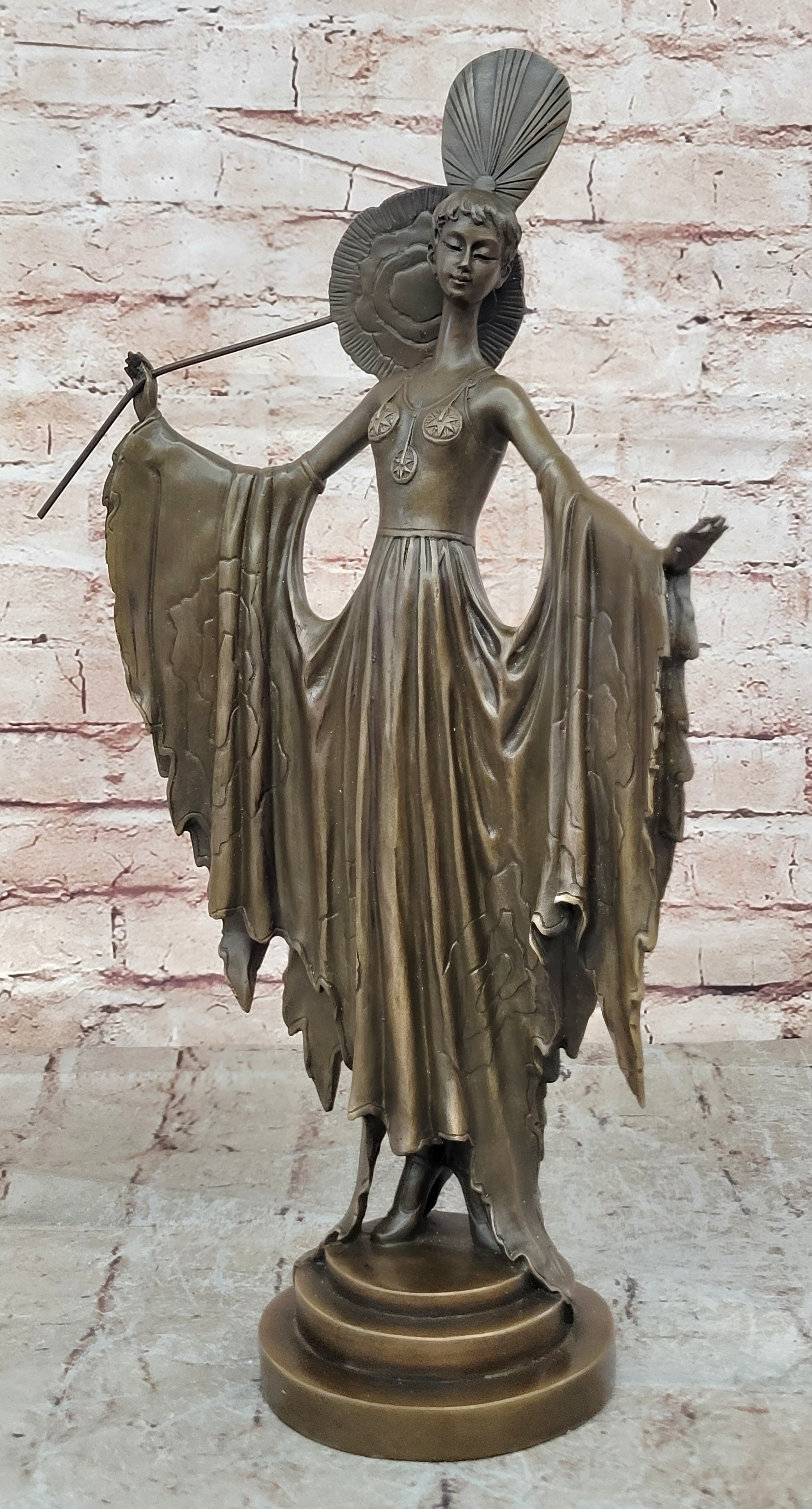 Handmade Julius Erte Bronze Lady - Art Deco Sculpture Hot Cast Lost Wax Method
