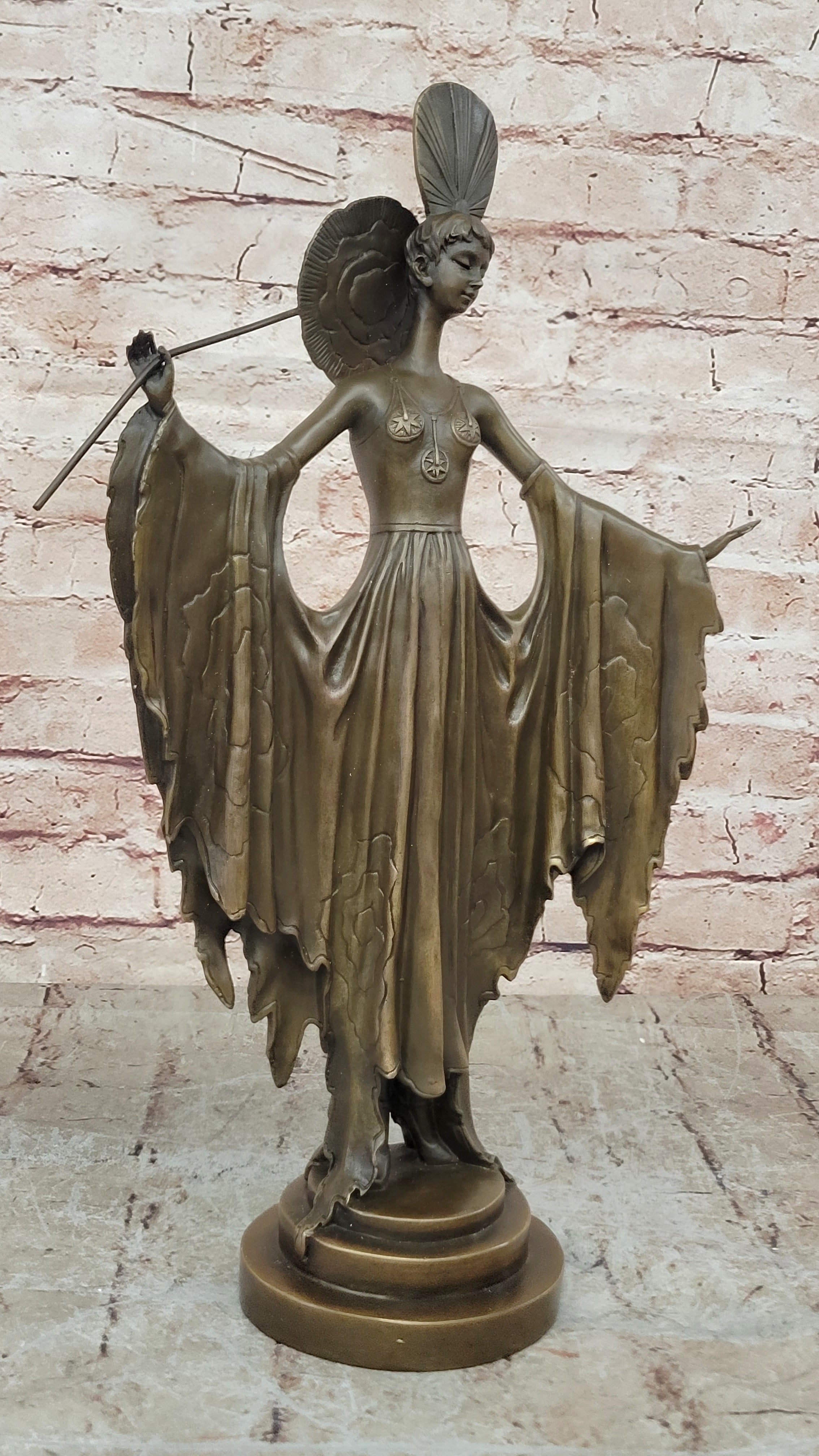 Handmade Julius Erte Bronze Lady - Art Deco Sculpture Hot Cast Lost Wax Method