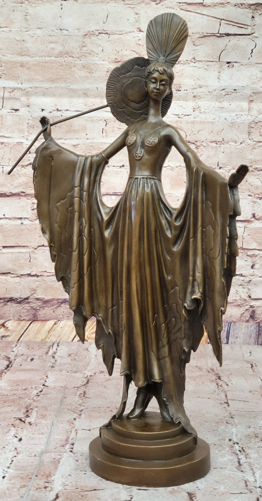 Handmade Julius Erte Bronze Lady - Art Deco Sculpture Hot Cast Lost Wax Method