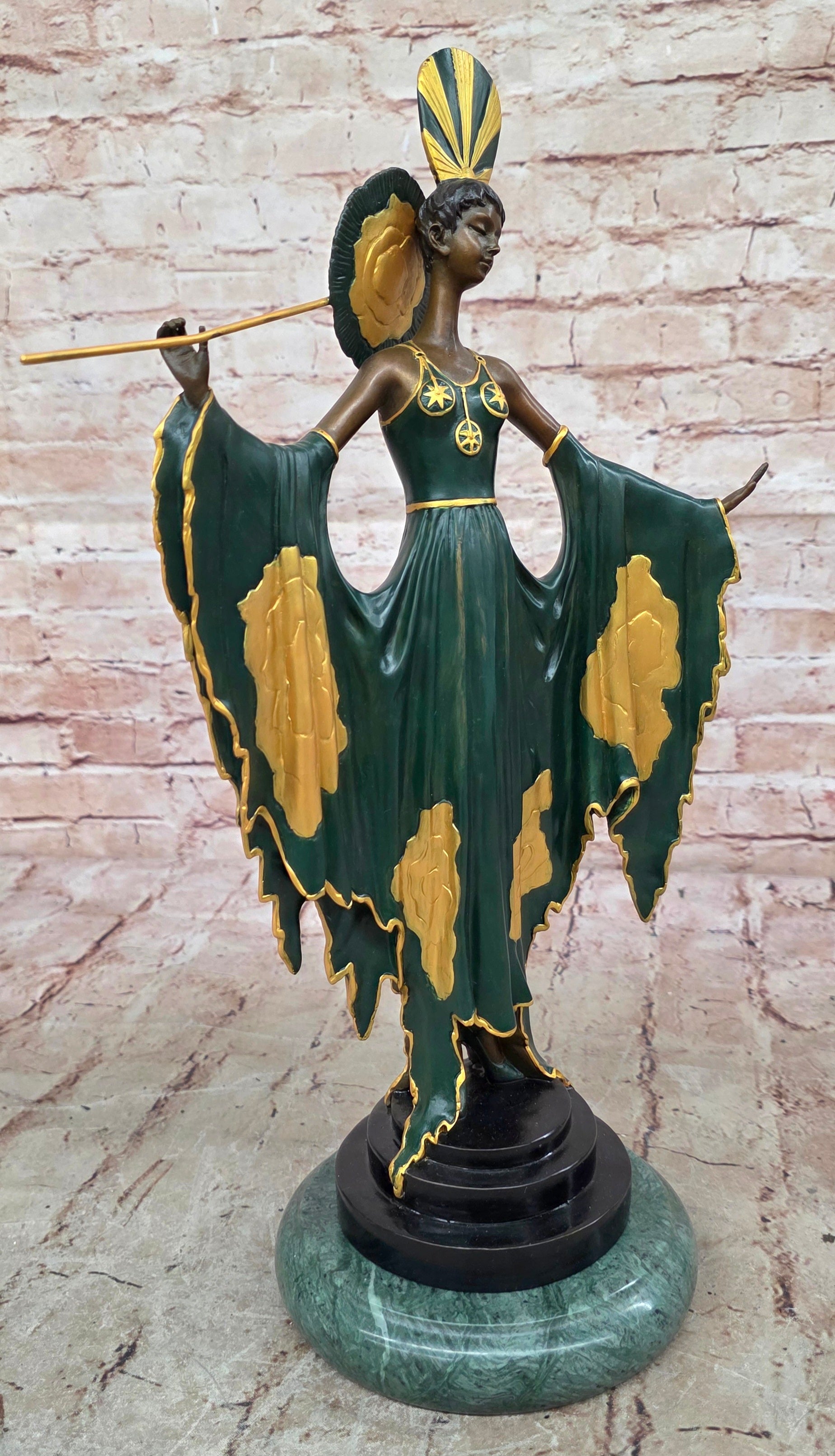 Signed Fashion Runway Designer Bronze Sculpture Art Nouveau Home Decor Figurine