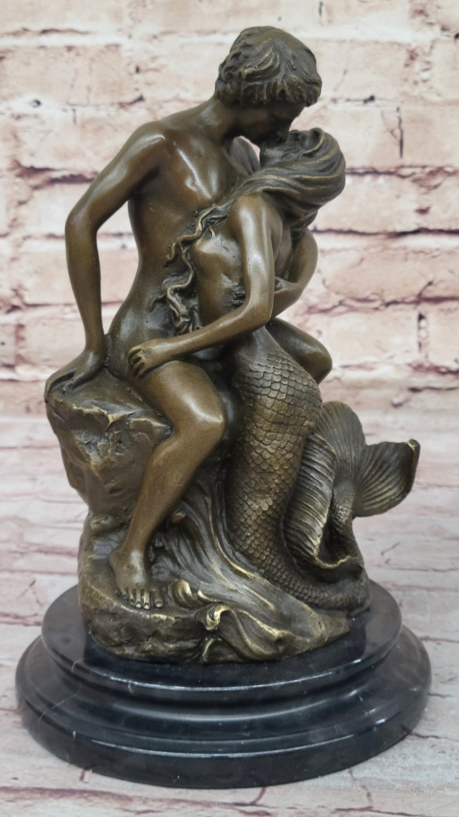 Rare Original Aldo Vitaleh Bronze Sculpture Mermaid Collectible Nude Statue Gift