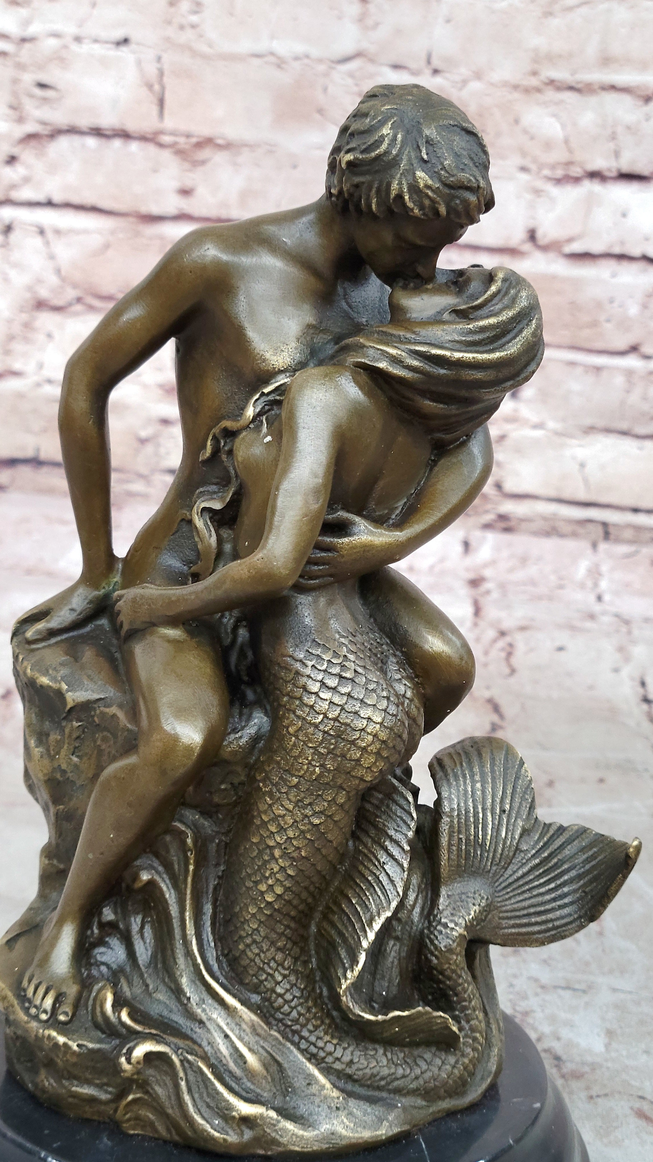Rare Original Aldo Vitaleh Bronze Sculpture Mermaid Collectible Nude Statue Gift