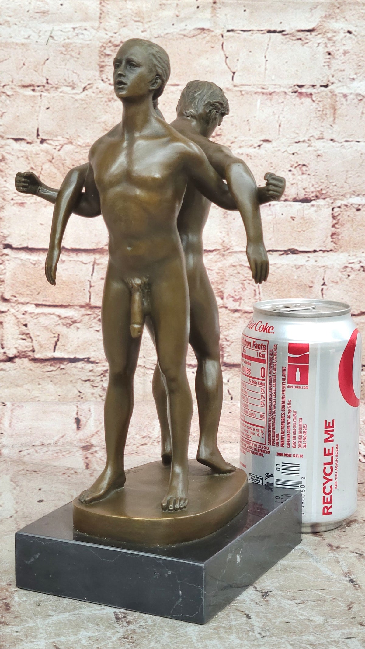 Playful Nude Gay Men Bronze Statue Sculpture Erotic Art Signed Original