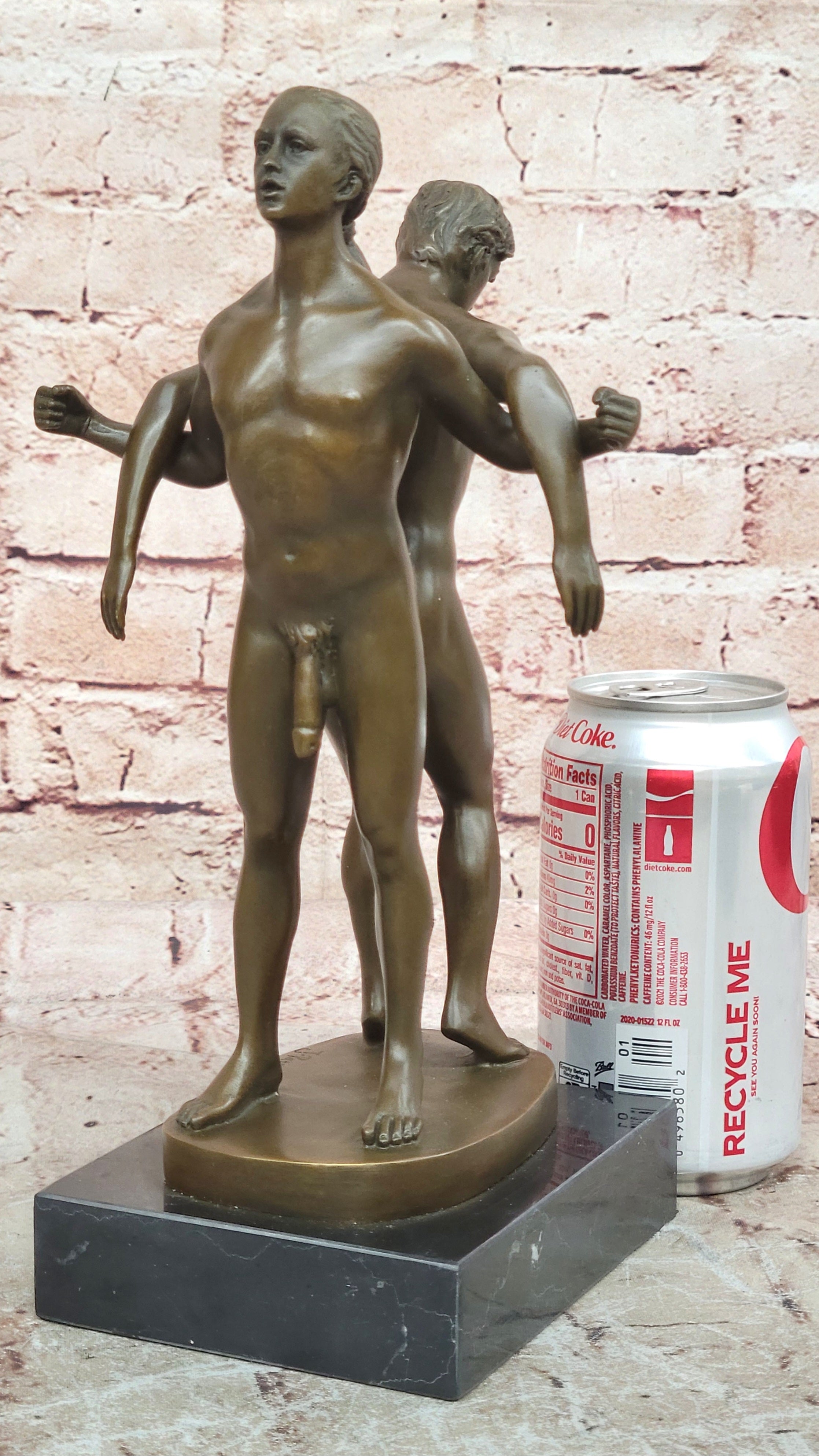 Playful Nude Gay Men Bronze Statue Sculpture Erotic Art Signed Original