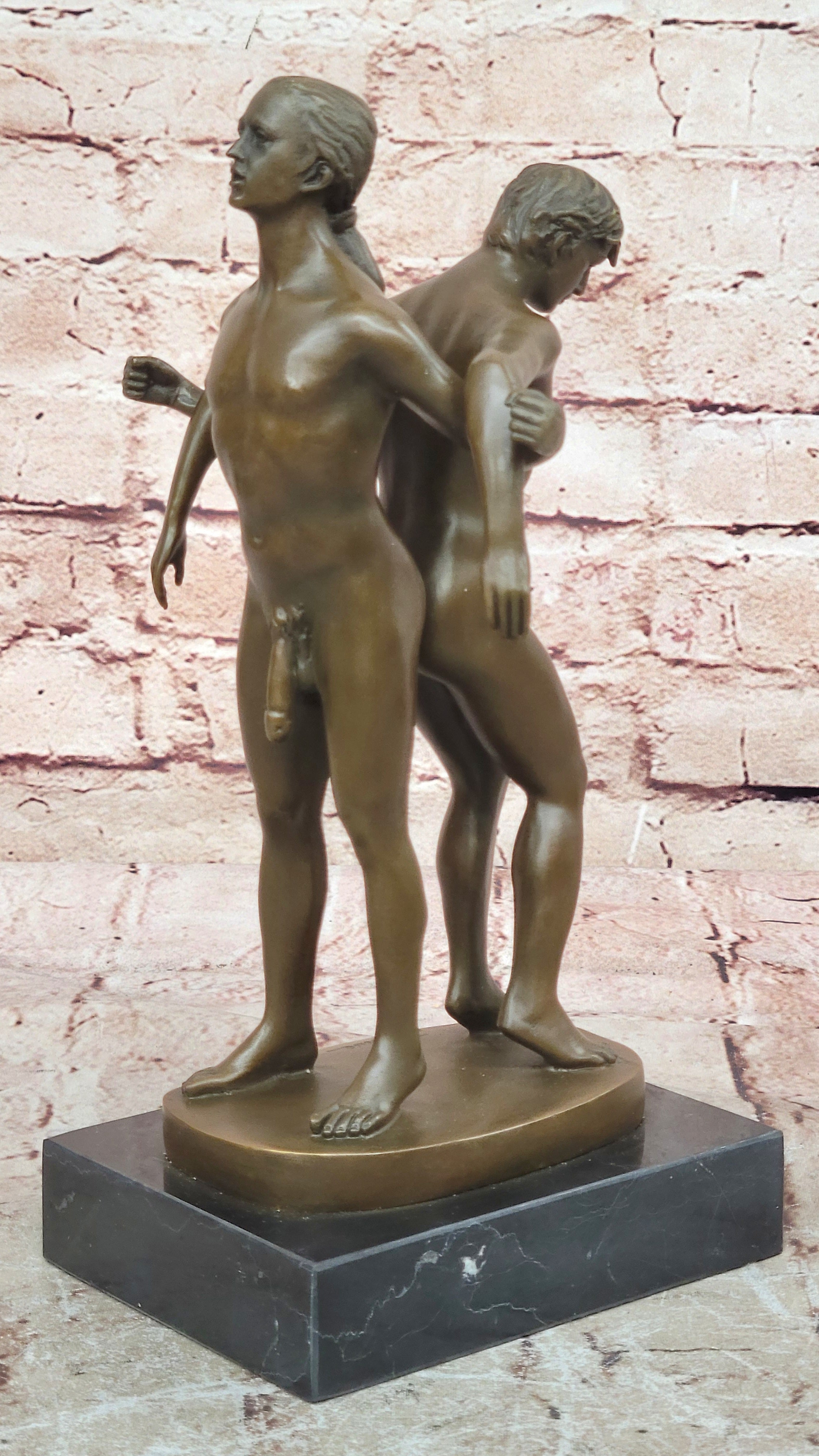 Playful Nude Gay Men Bronze Statue Sculpture Erotic Art Signed Original