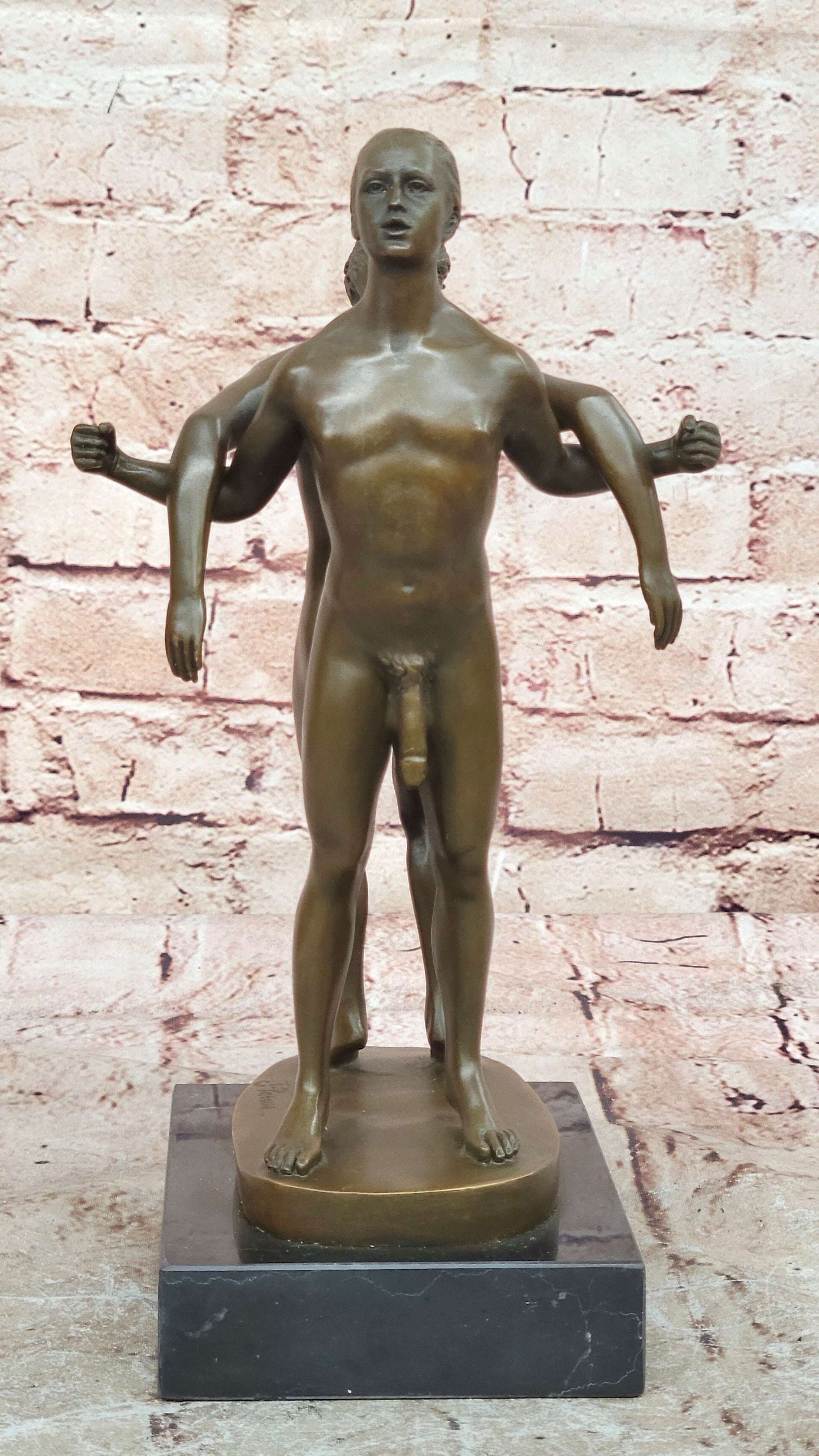 Playful Nude Gay Men Bronze Statue Sculpture Erotic Art Signed Original