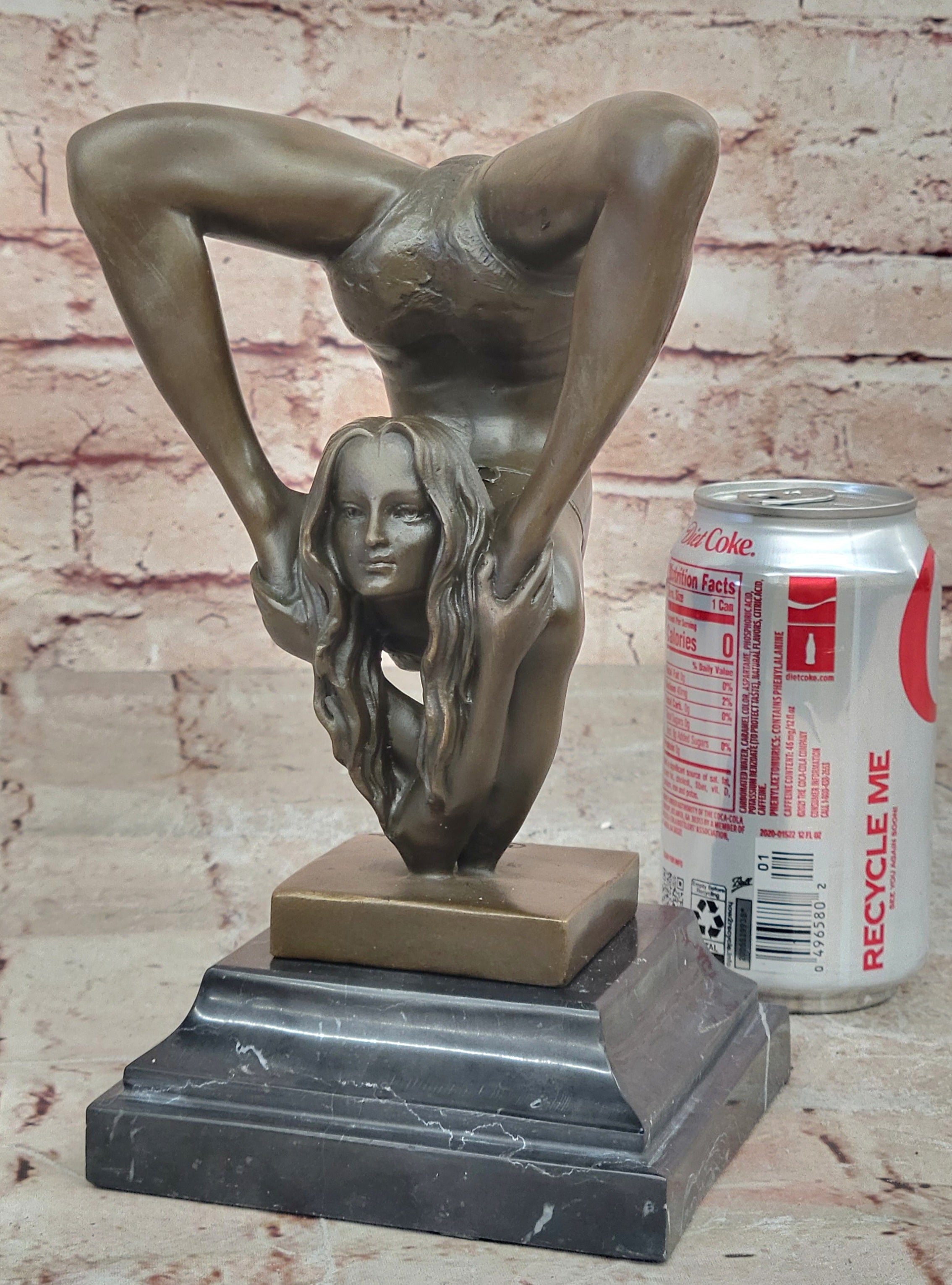 Handcrafted bronze sculpture SALE Agil Female Acrobat Nude Semi Original Signed