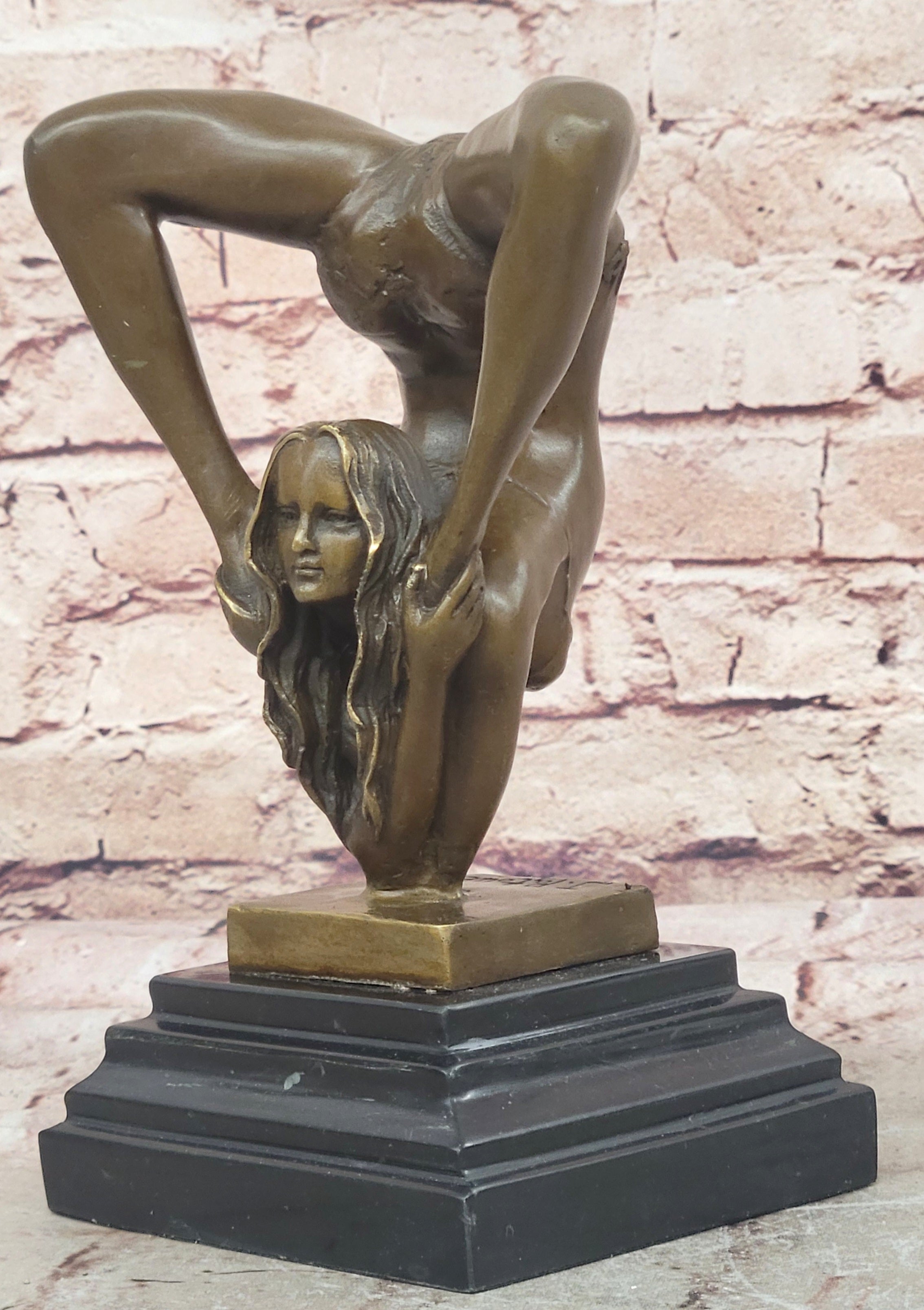 Handcrafted bronze sculpture SALE Agil Female Acrobat Nude Semi Original Signed