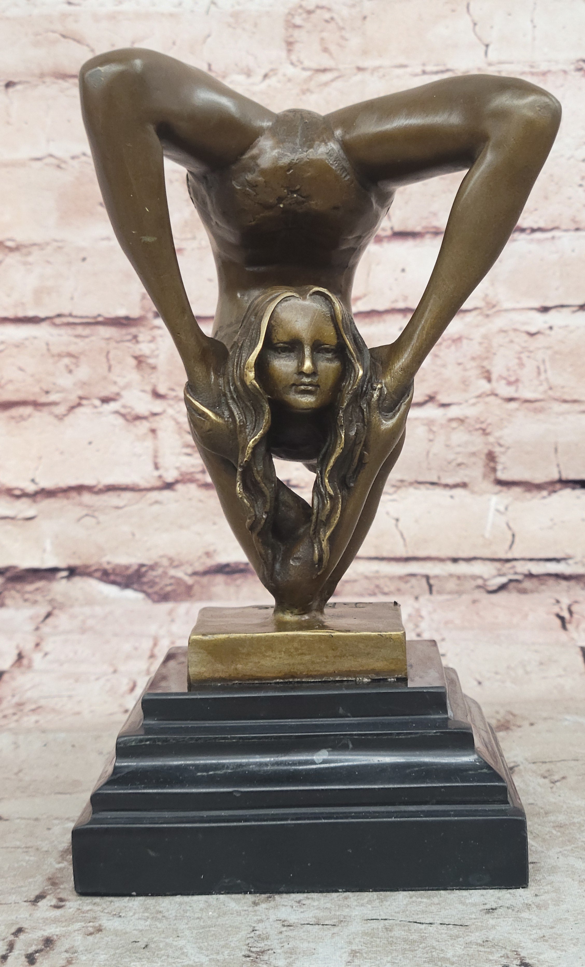 Handcrafted bronze sculpture SALE Agil Female Acrobat Nude Semi Original Signed