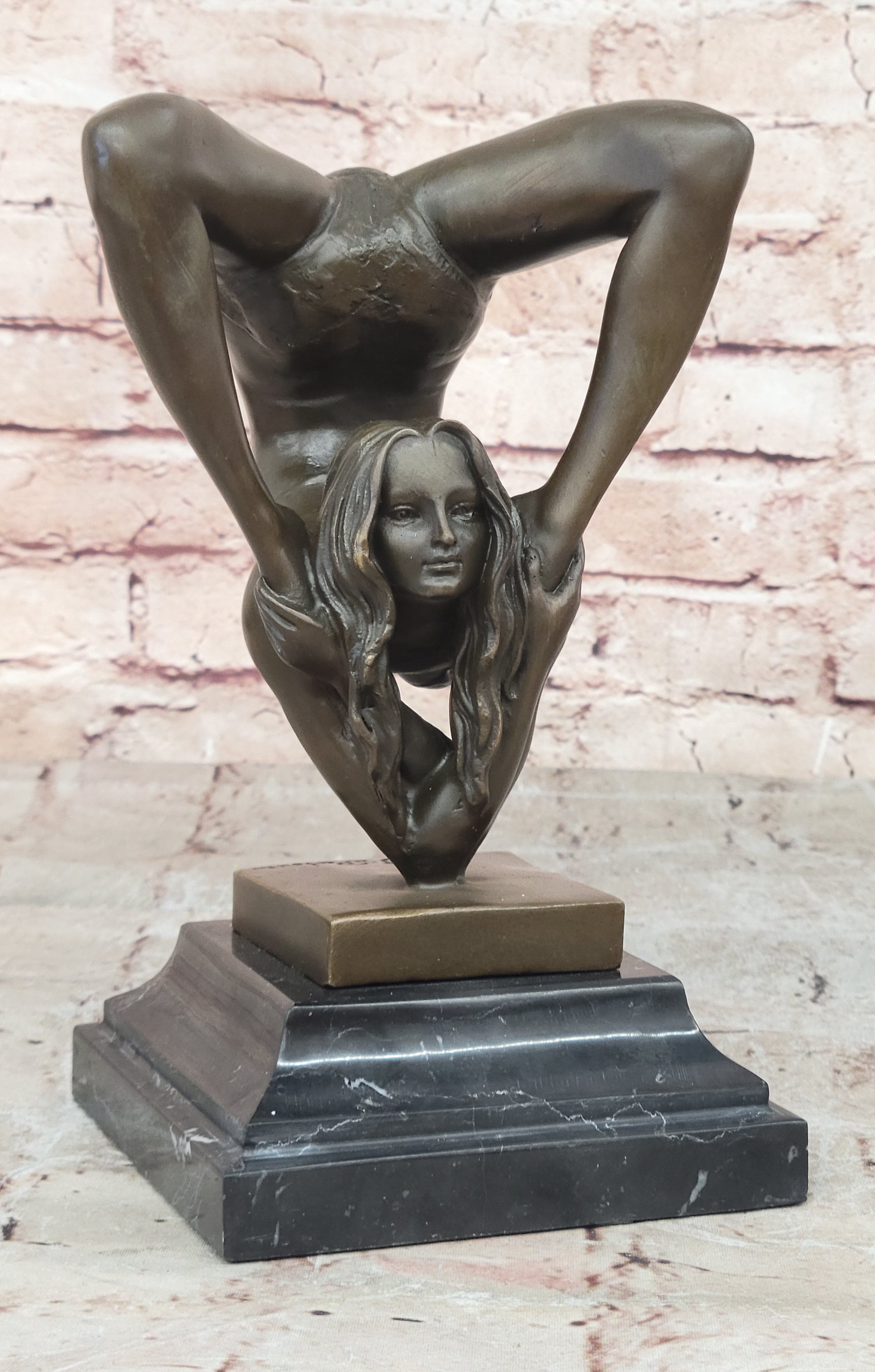 Handcrafted bronze sculpture SALE Agil Female Acrobat Nude Semi Original Signed