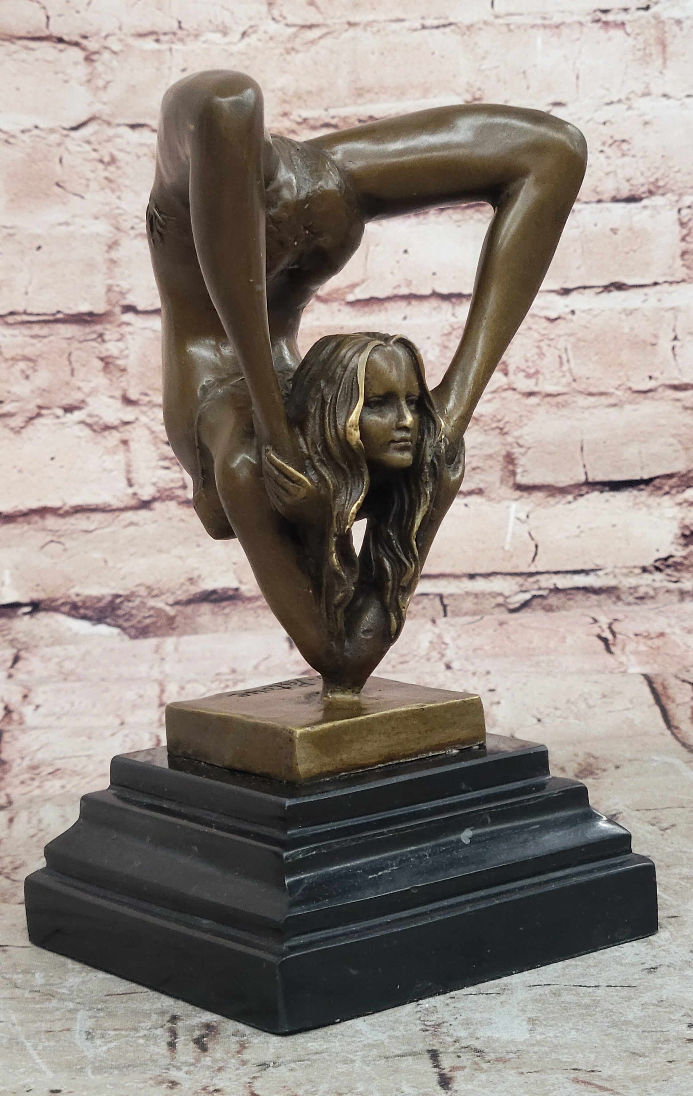 Handcrafted bronze sculpture SALE Agil Female Acrobat Nude Semi Original Signed