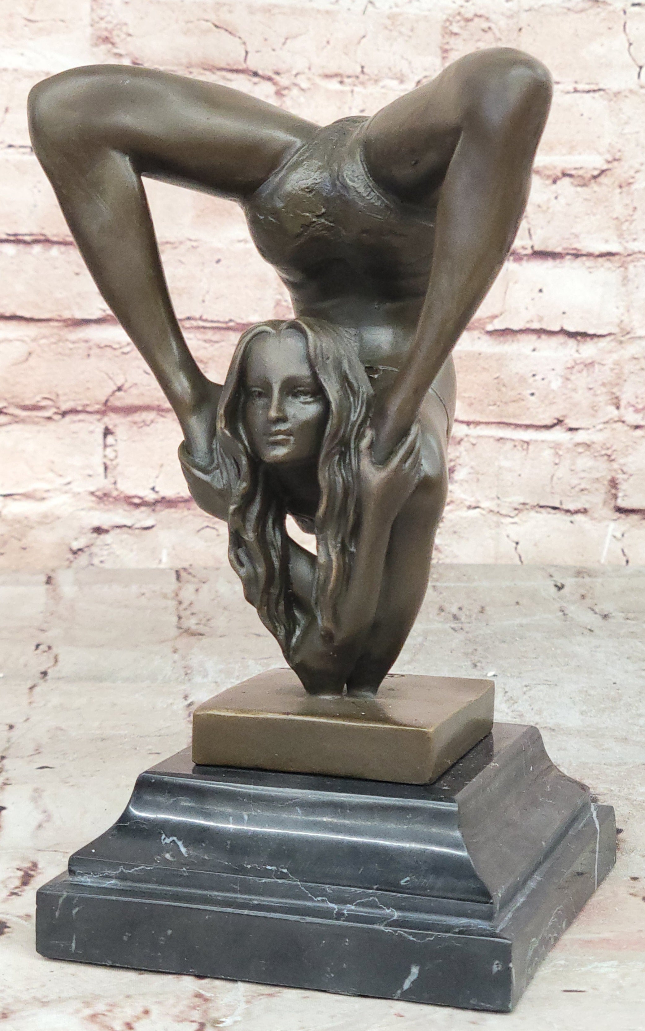 Handcrafted bronze sculpture SALE Agil Female Acrobat Nude Semi Original Signed